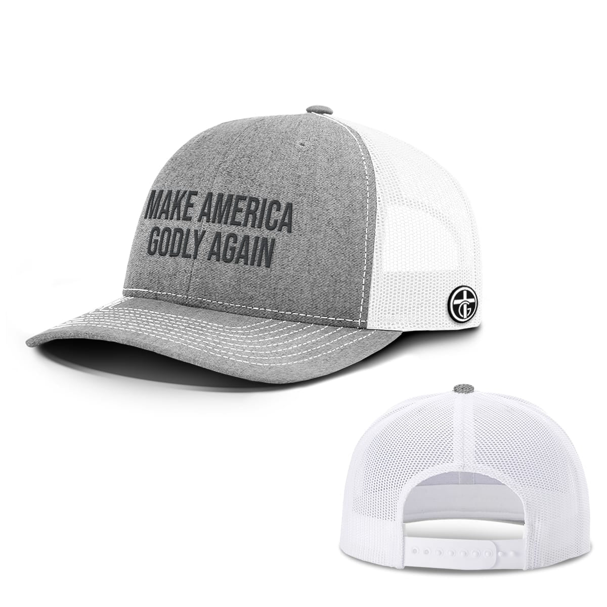 OurTrueGod Customs Hat Snapback / Heather and White / One Size Make America Godly Again Hats
