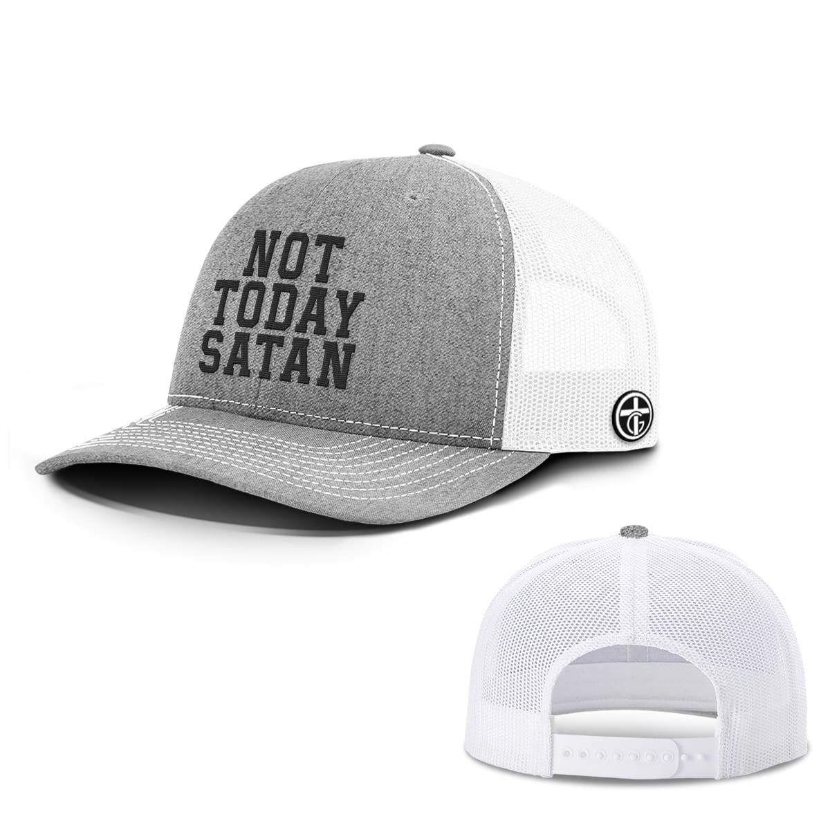 OurTrueGod Customs Hat Snapback / Heather and White / One Size Not Today Satan Hats