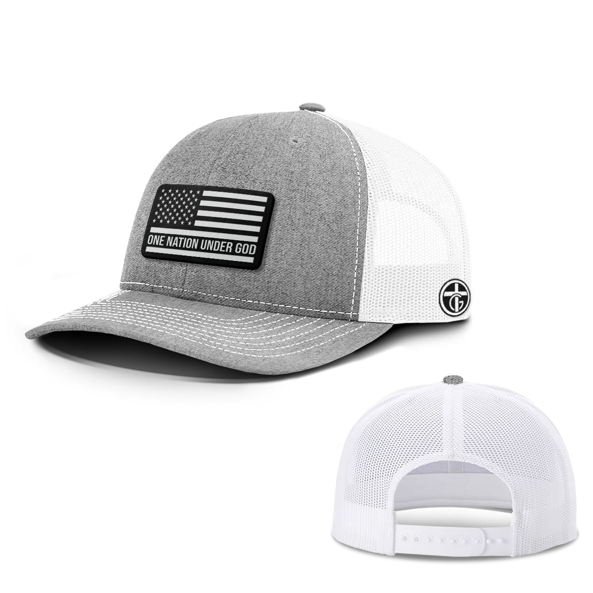 One Nation Under God DBD Patch Hat, Snapback in Heather and White