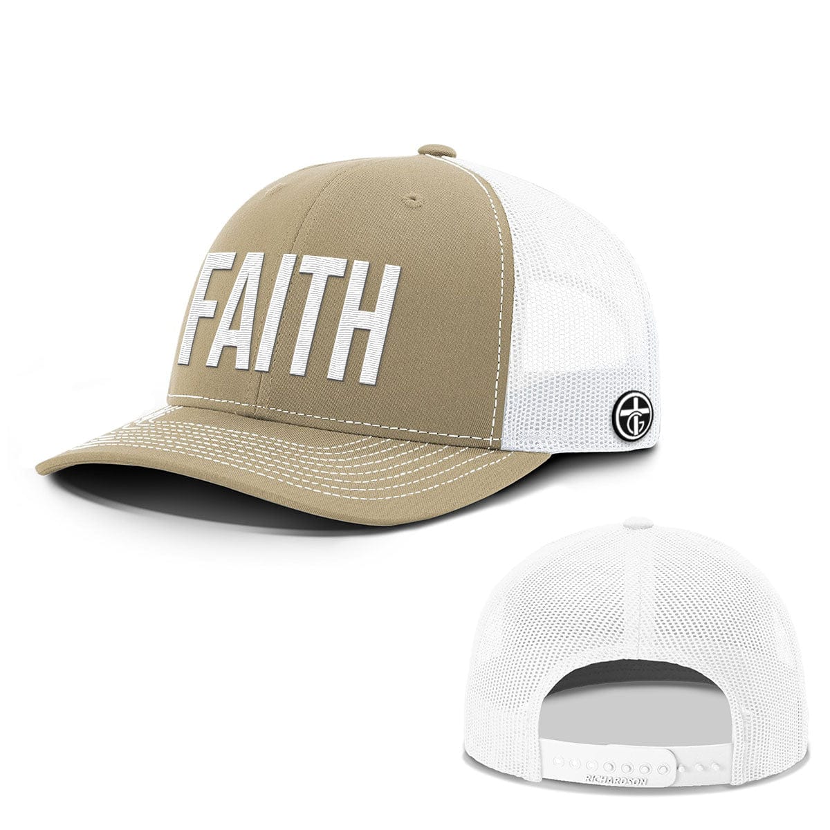 OurTrueGod Customs Hat Snapback / Khaki and White / One Size FAITH Everyday Faith Hats