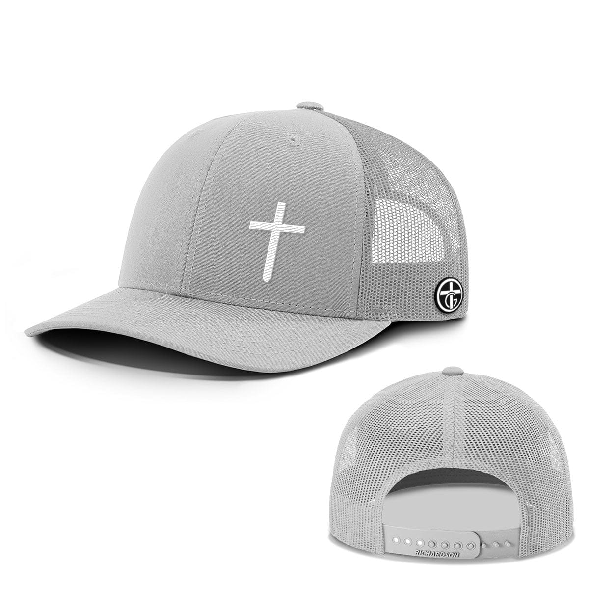 OurTrueGod Customs Hat Snapback / Light Grey / One Size Cross Lower Left Everyday Faith Hats