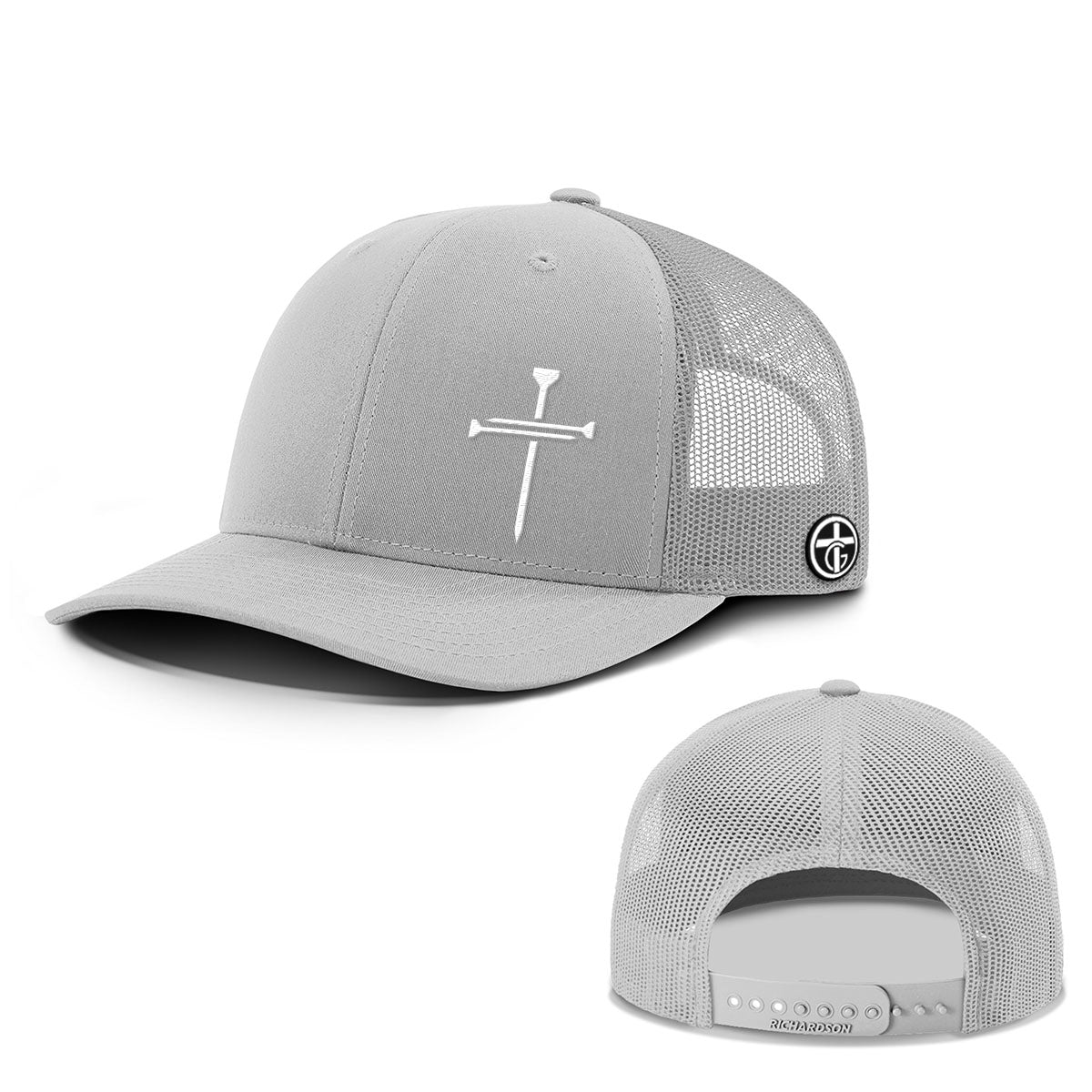 OurTrueGod Customs Hat Snapback / Light Grey / One Size Nail Cross Lower Left Everyday Faith Hats