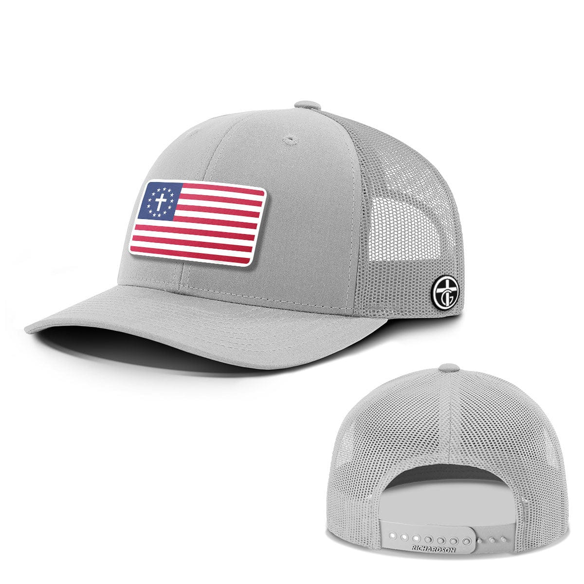 OurTrueGod Customs Hat Snapback / Light Grey / One Size One Nation Under God Patch Everyday Faith Hats