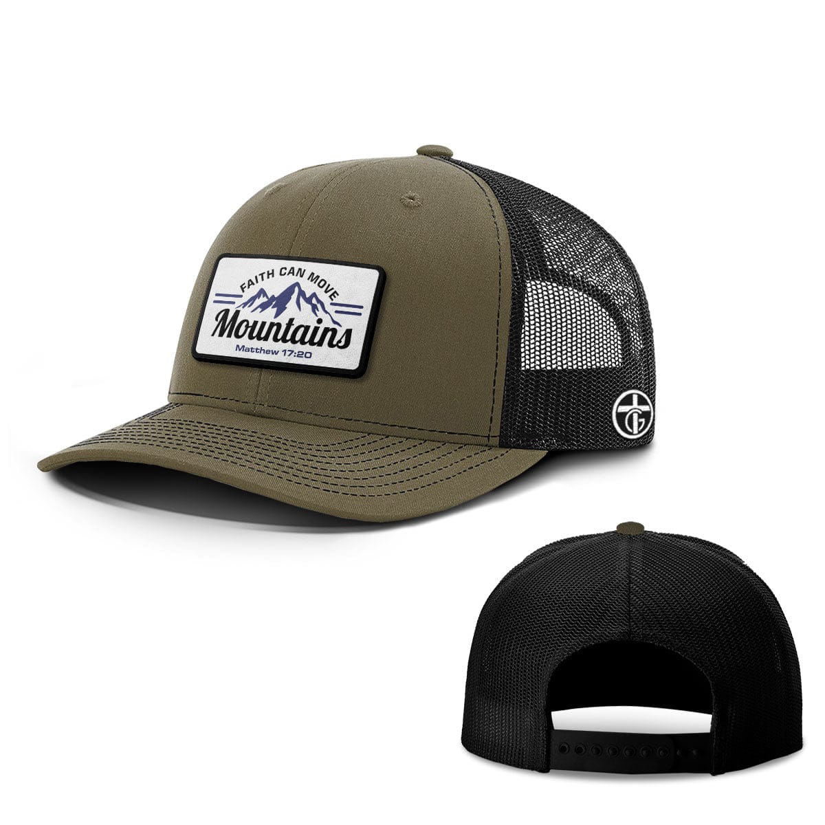 OurTrueGod Customs Hat Snapback / Loden and Black / One Size Faith Can Move Mountains Patch Hats