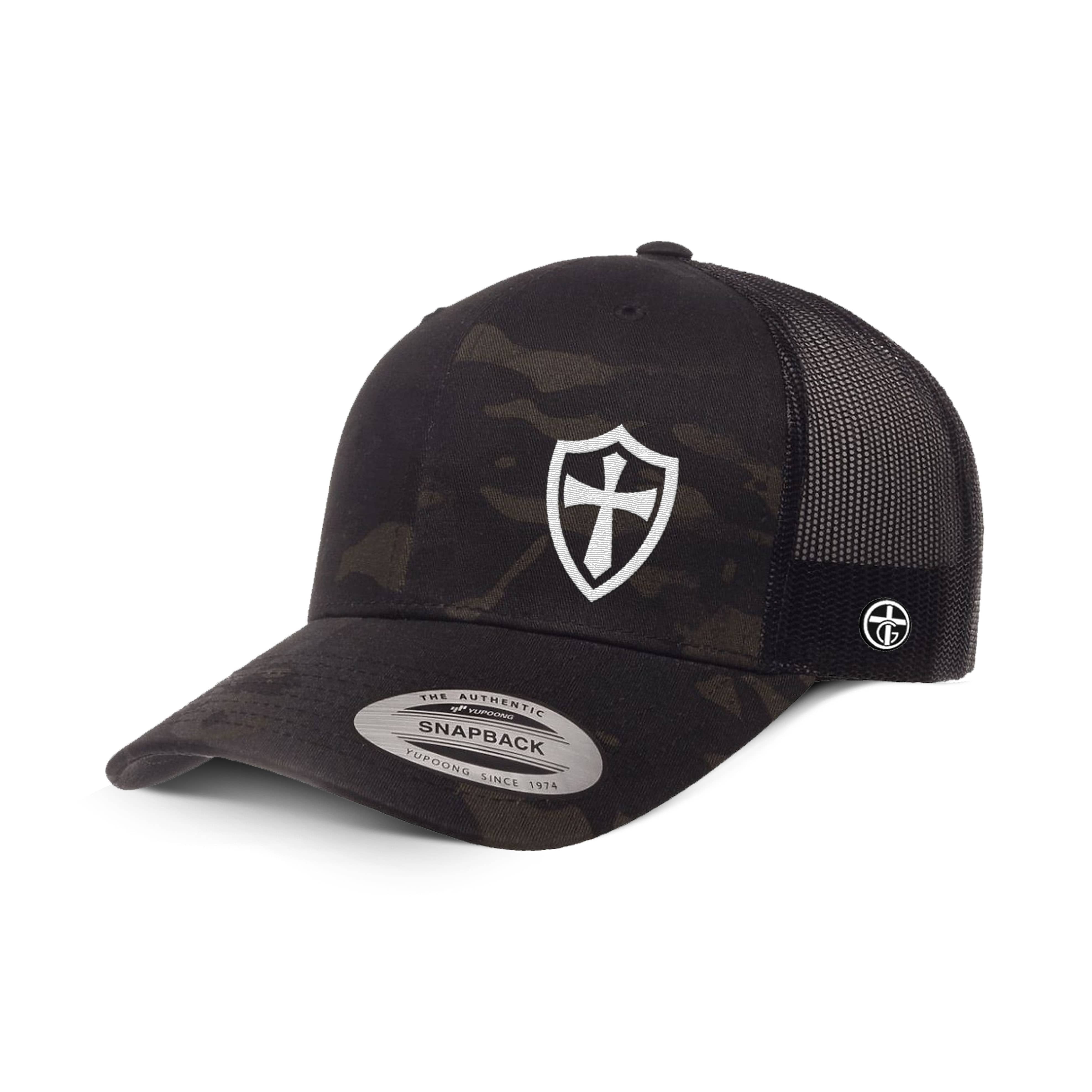 OurTrueGod Customs Hat Snapback / Multicam Black and Black / One Size Cross Shield Camo Hats
