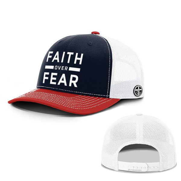 Faith Over Fear Everyday Faith Hat, Snapback in Navy and Red