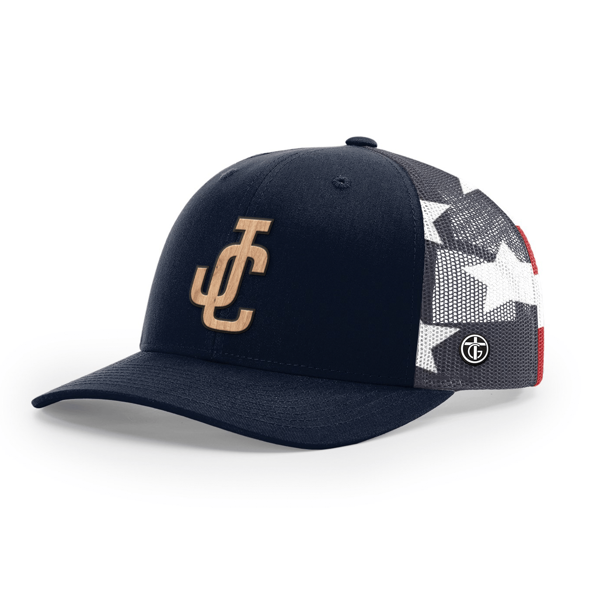 OurTrueGod Customs Hat Snapback / Navy and Stars Stripes / One Size JC Wood Patch Camo Hats