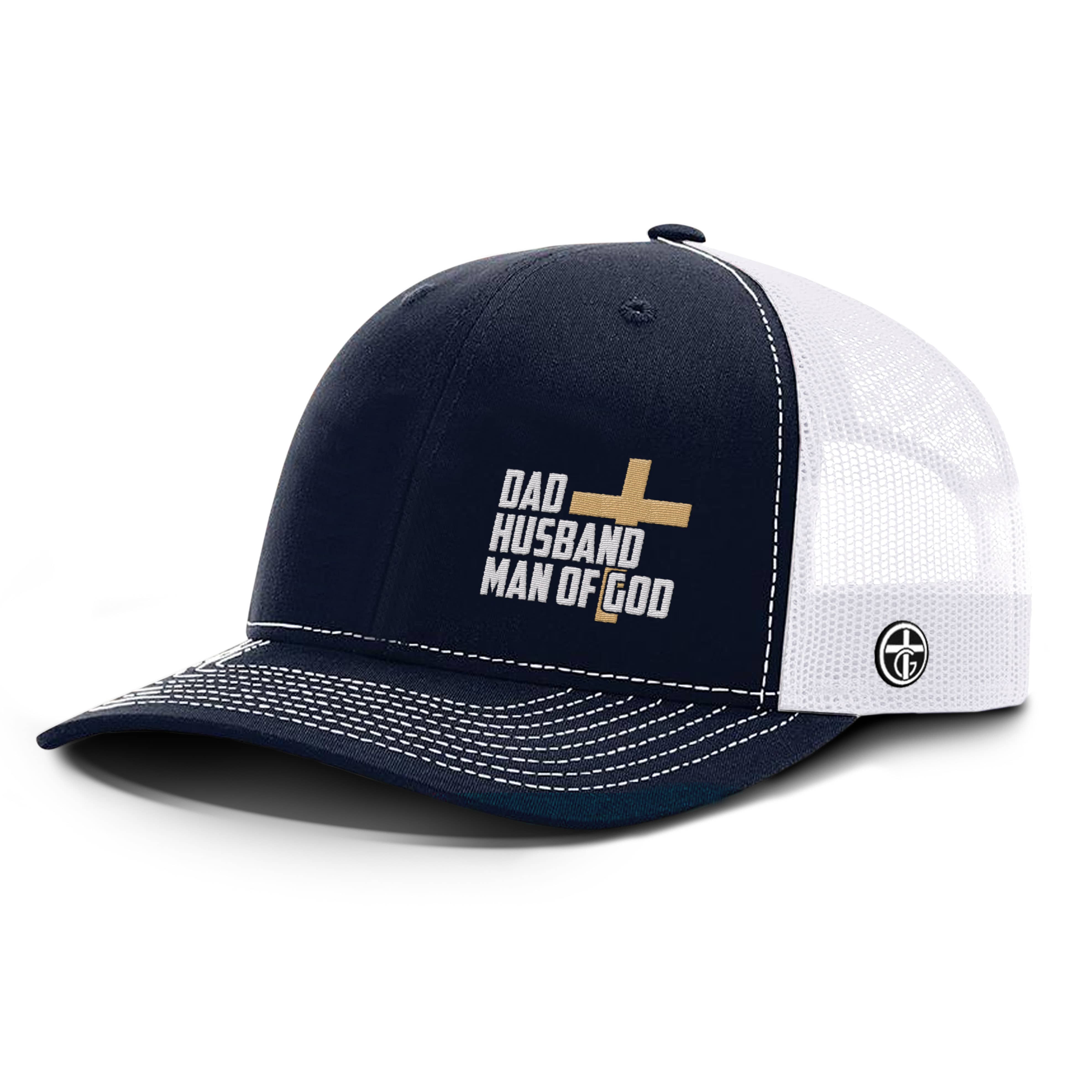 OurTrueGod Customs Hat Snapback / OS / Navy and White Limited Edition Dad, Husband, Man of God Hat