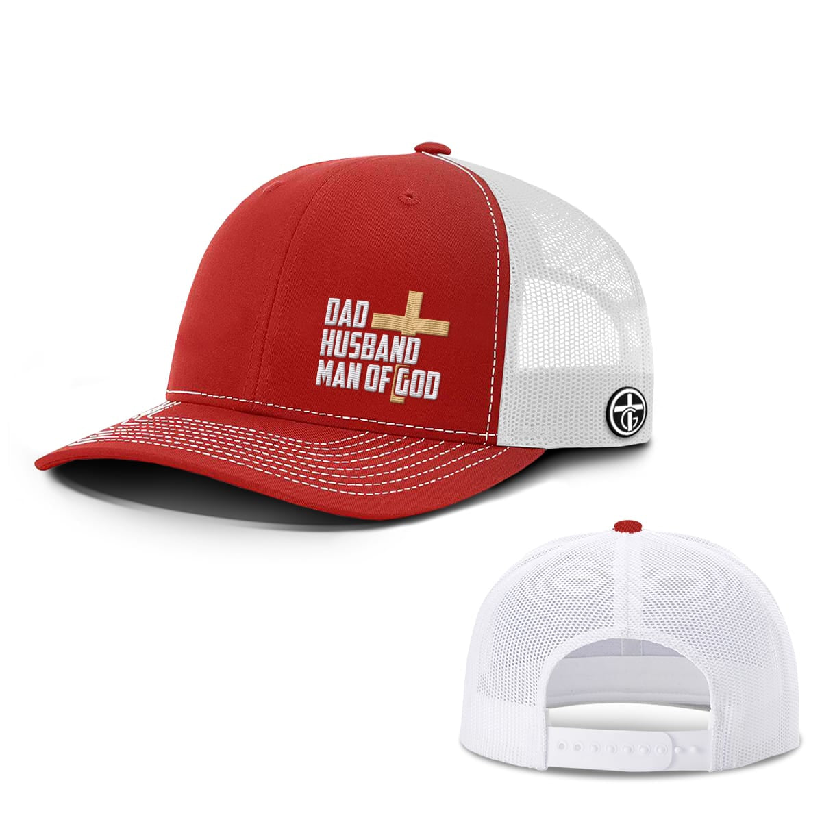 OurTrueGod Customs Hat Snapback / Red And White / One Size Dad, Husband, Man of God Hats