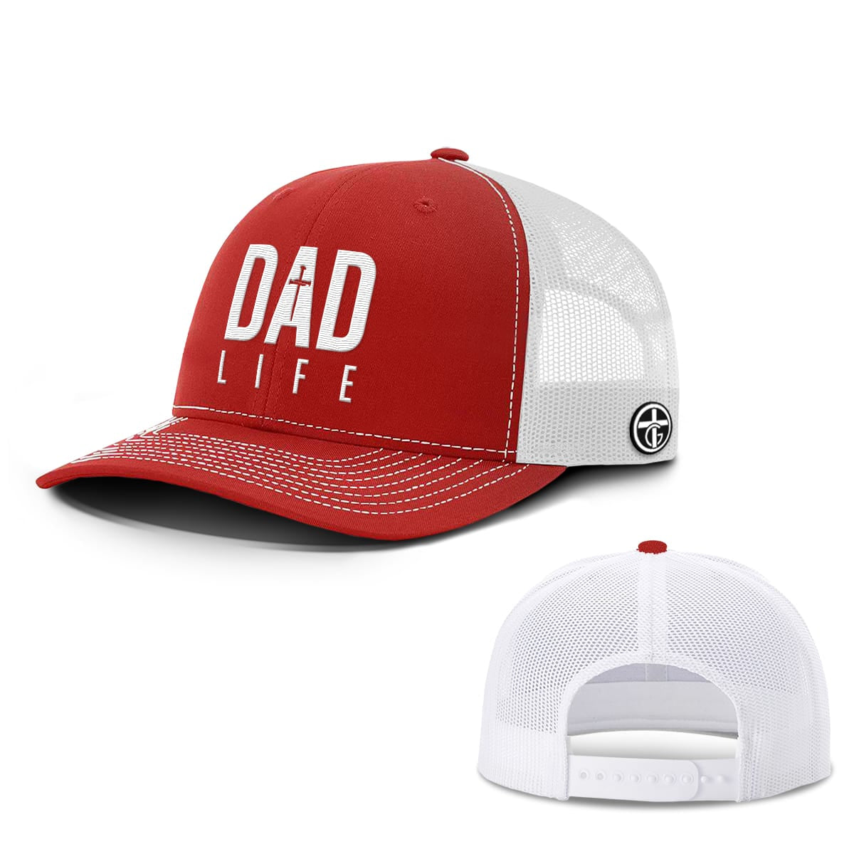 OurTrueGod Customs Hat Snapback / Red And White / One Size Dad Life Hats