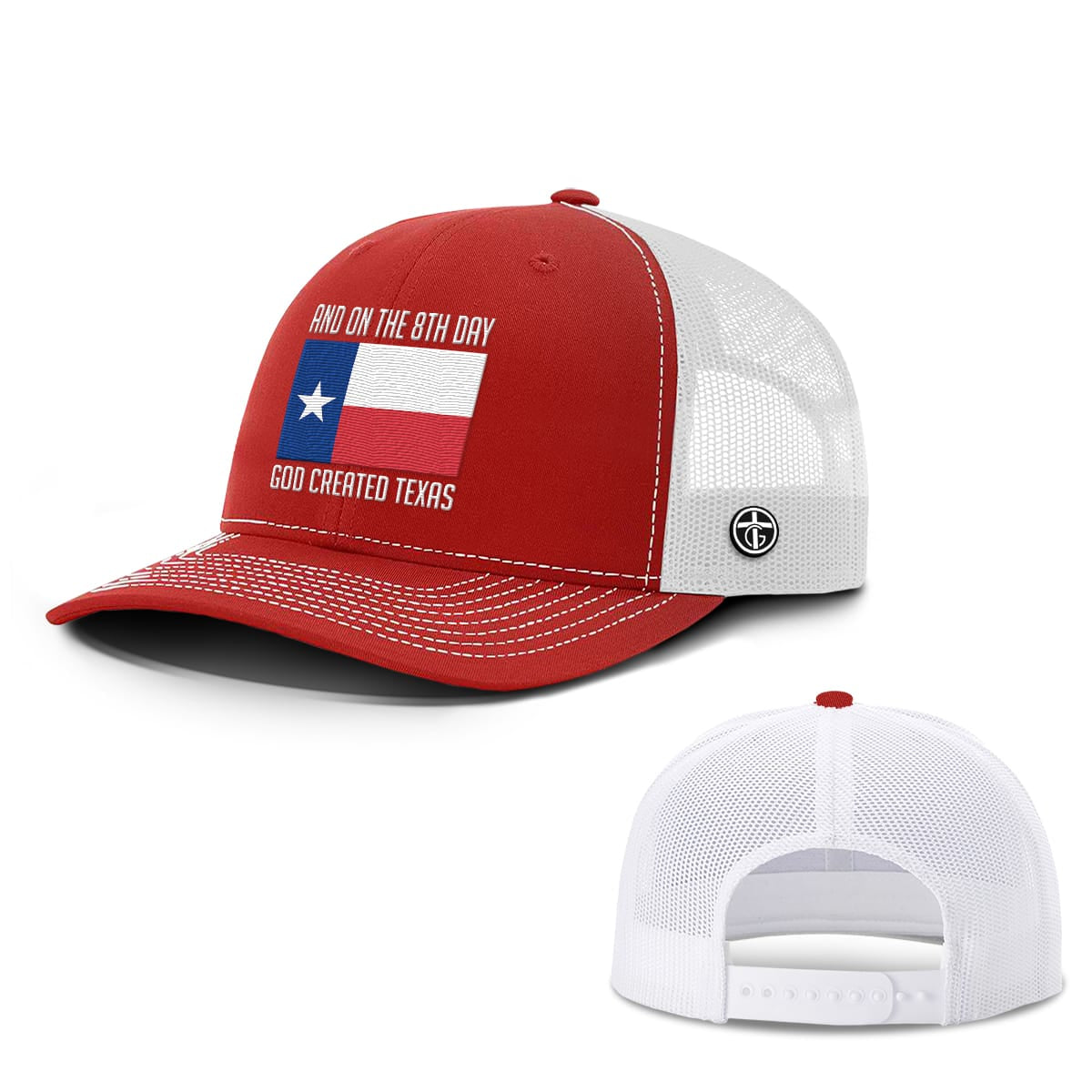 OurTrueGod Customs Hat Snapback / Red And White / One Size God Created Texas Hats