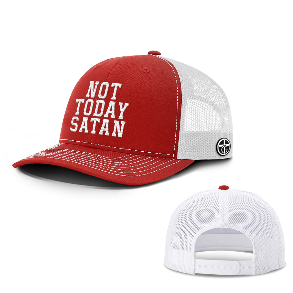 OurTrueGod Customs Hat Snapback / Red And White / One Size Not Today Satan Hats