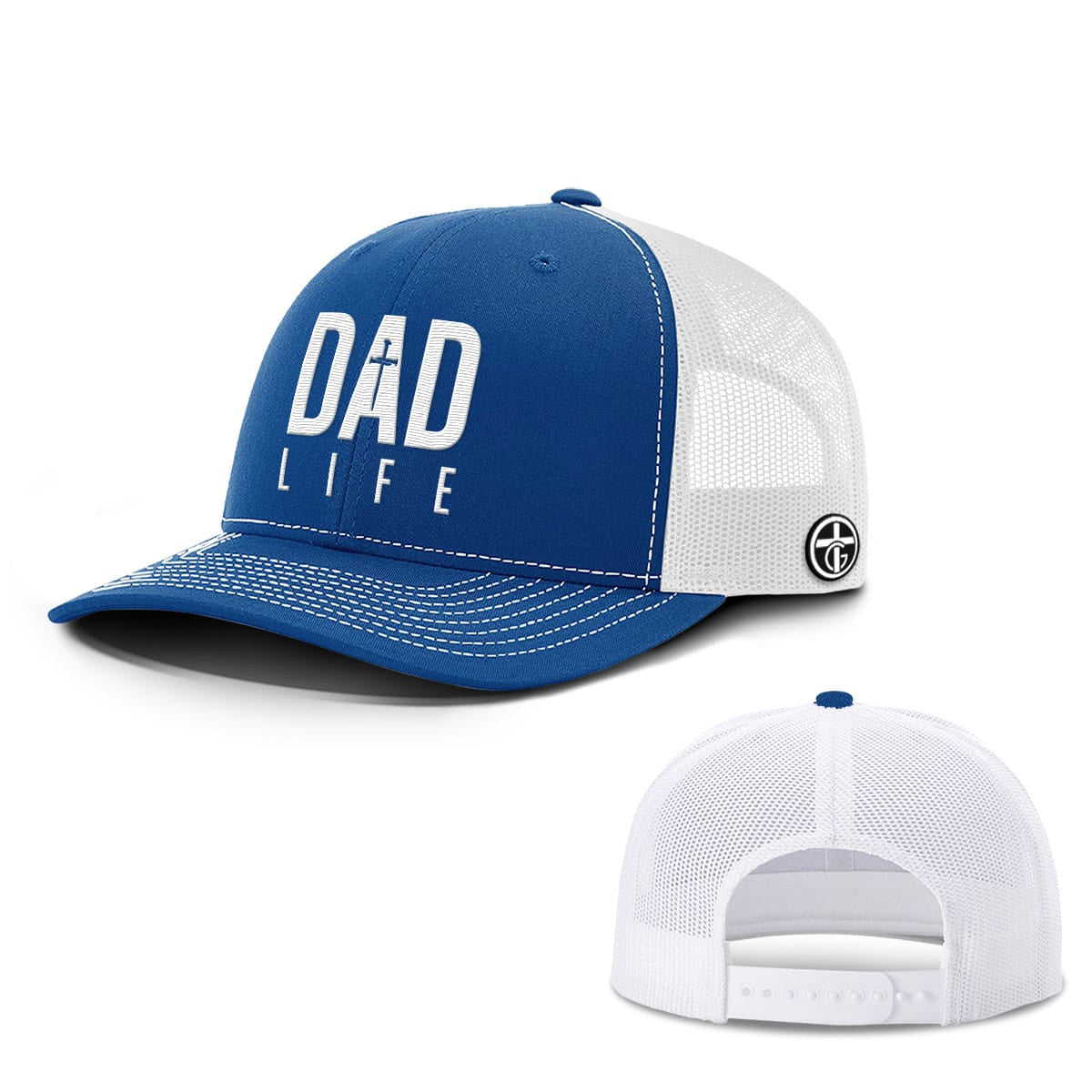 OurTrueGod Customs Hat Snapback / Royal Blue and White / One Size Dad Life Hats