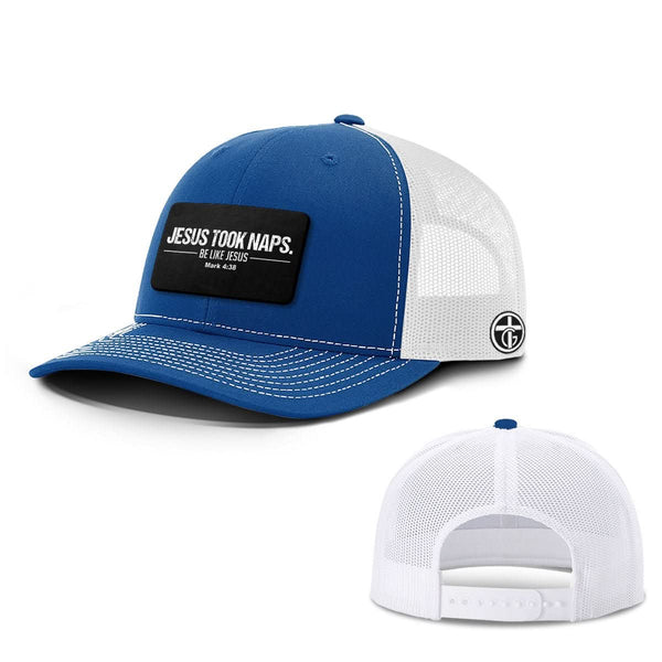 Jesus Took Naps Patch Hat, Snapback in Royal Blue and White