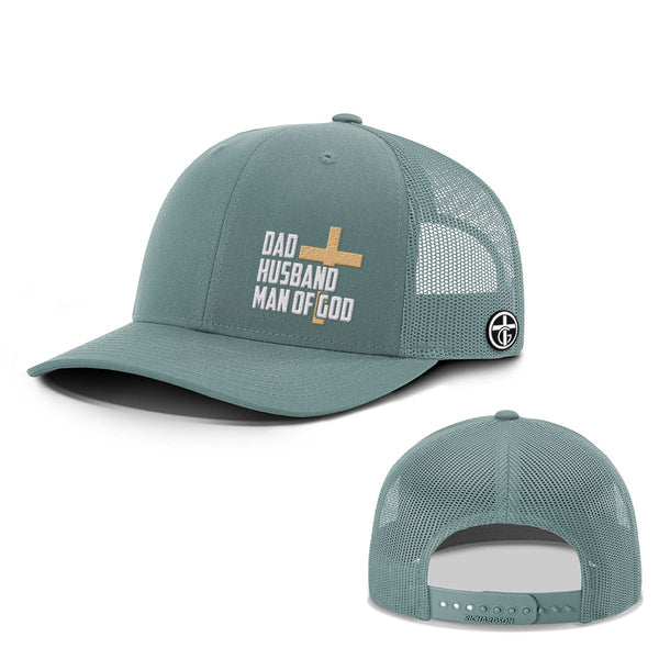 Dad, Husband, Man of God Everyday Faith Hat, Snapback in Smoke Blue