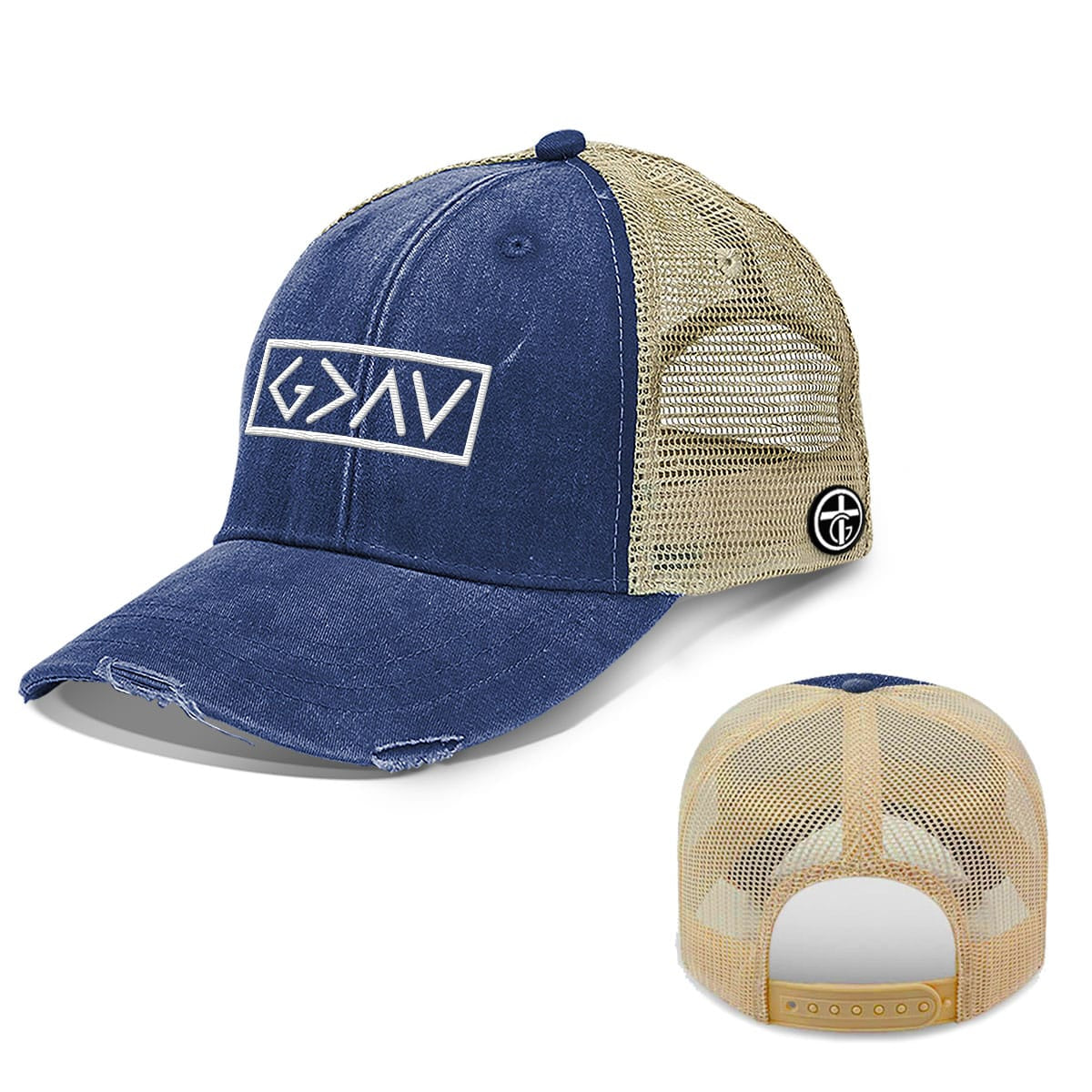 OurTrueGod Customs Hat Trucker / Royal Blue / One Size God is Greater Than the Highs and Lows Trucker Hats
