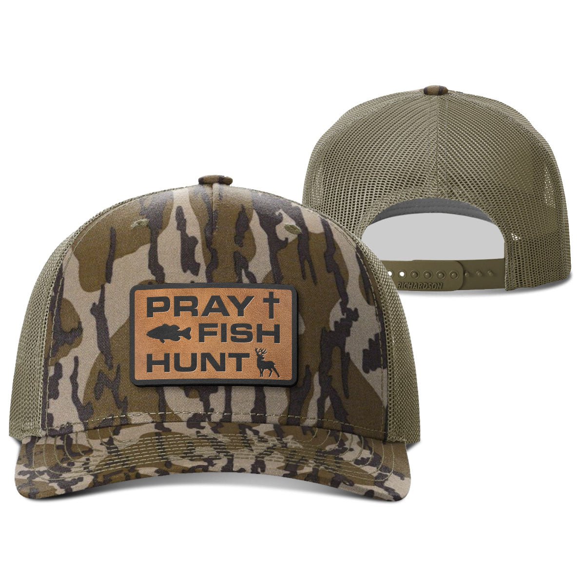Pray Fish Hunt Hunting Patch Hats - Our True God