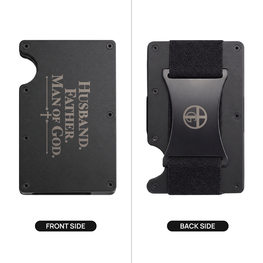 ShineOn Fulfillment Jewelry Black Husband.  Father.  Man of God. Metal Wallet
