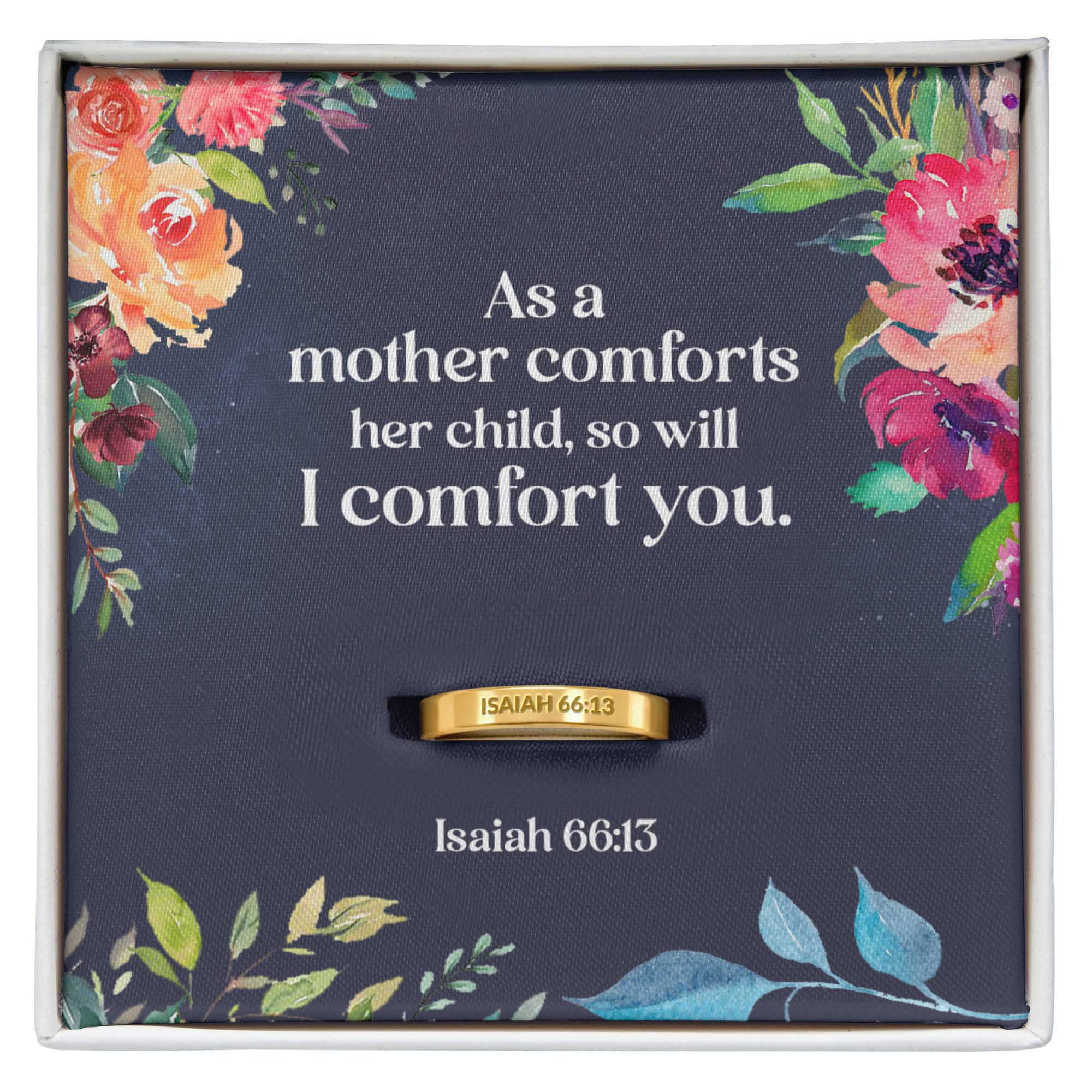 ShineOn Fulfillment Jewelry Size 6 / 18K Yellow Gold Finish Isaiah 66:13 - Custom Engraved Ring