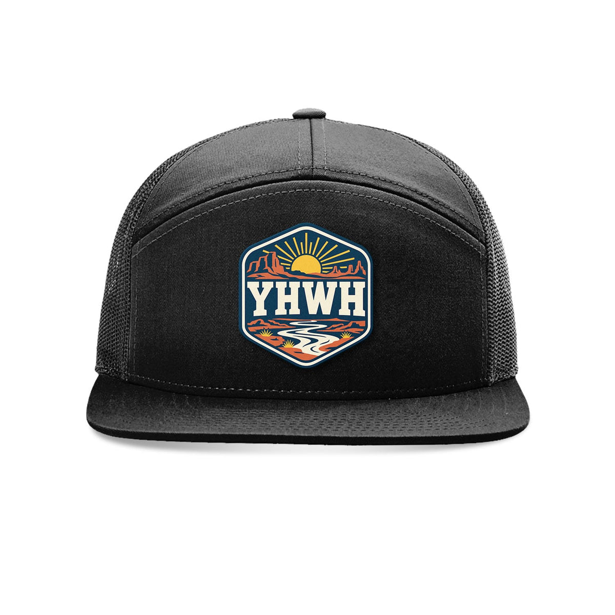 SunFrog Solutions Hat Full Black YHWH Patch Trucker Hat