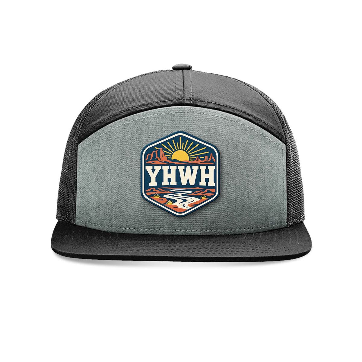 SunFrog Solutions Hat Heather Grey And Black YHWH Patch Trucker Hat