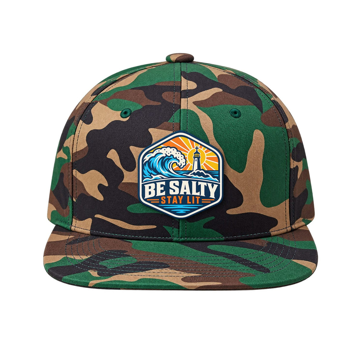SunFrog Solutions Hat Heritage Camo Be Salty Stay Lit Patch Trucker Hat