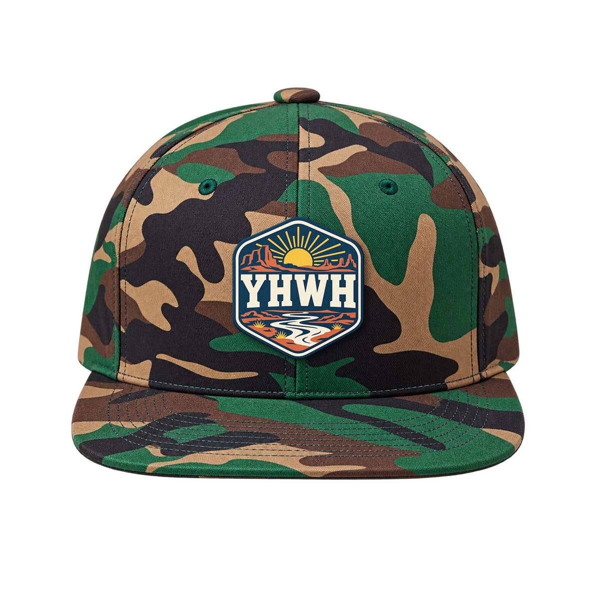 SunFrog Solutions Hat Heritage Camo YHWH Patch Trucker Hat