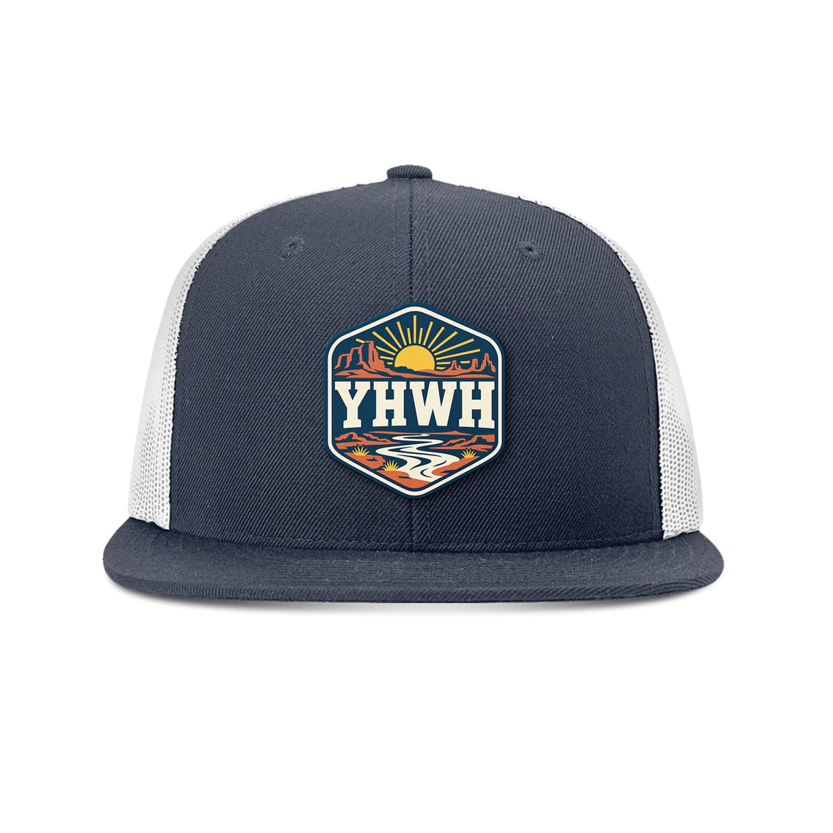 SunFrog Solutions Hat Navy and White YHWH Patch Trucker Hat
