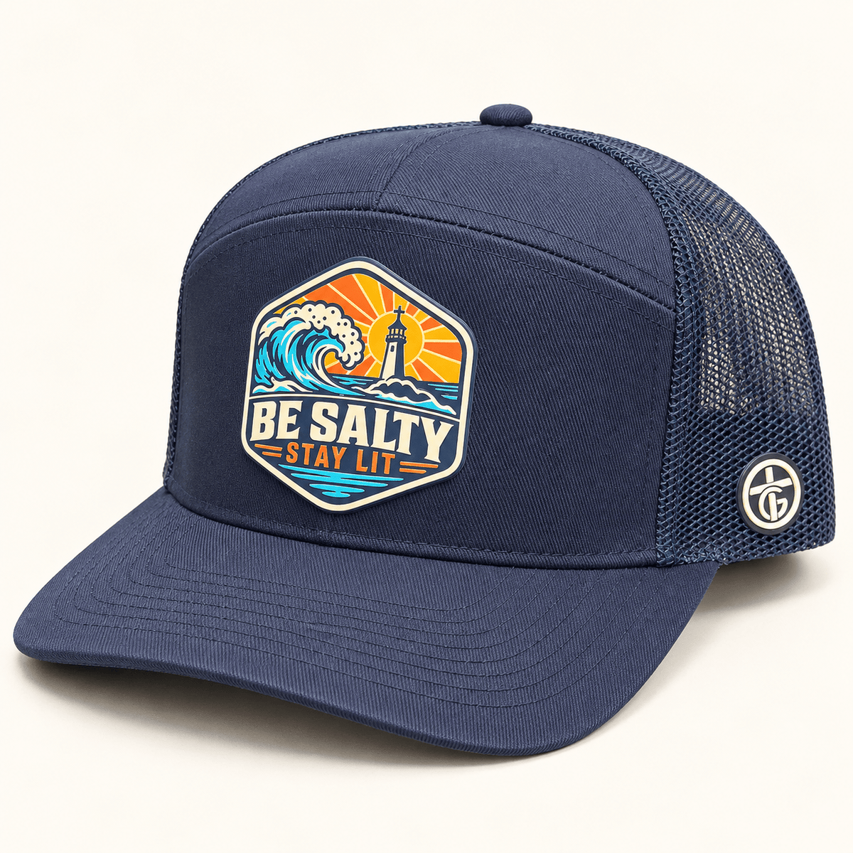 SunFrog Solutions Hat Navy Be Salty Stay Lit Patch Trucker Hat