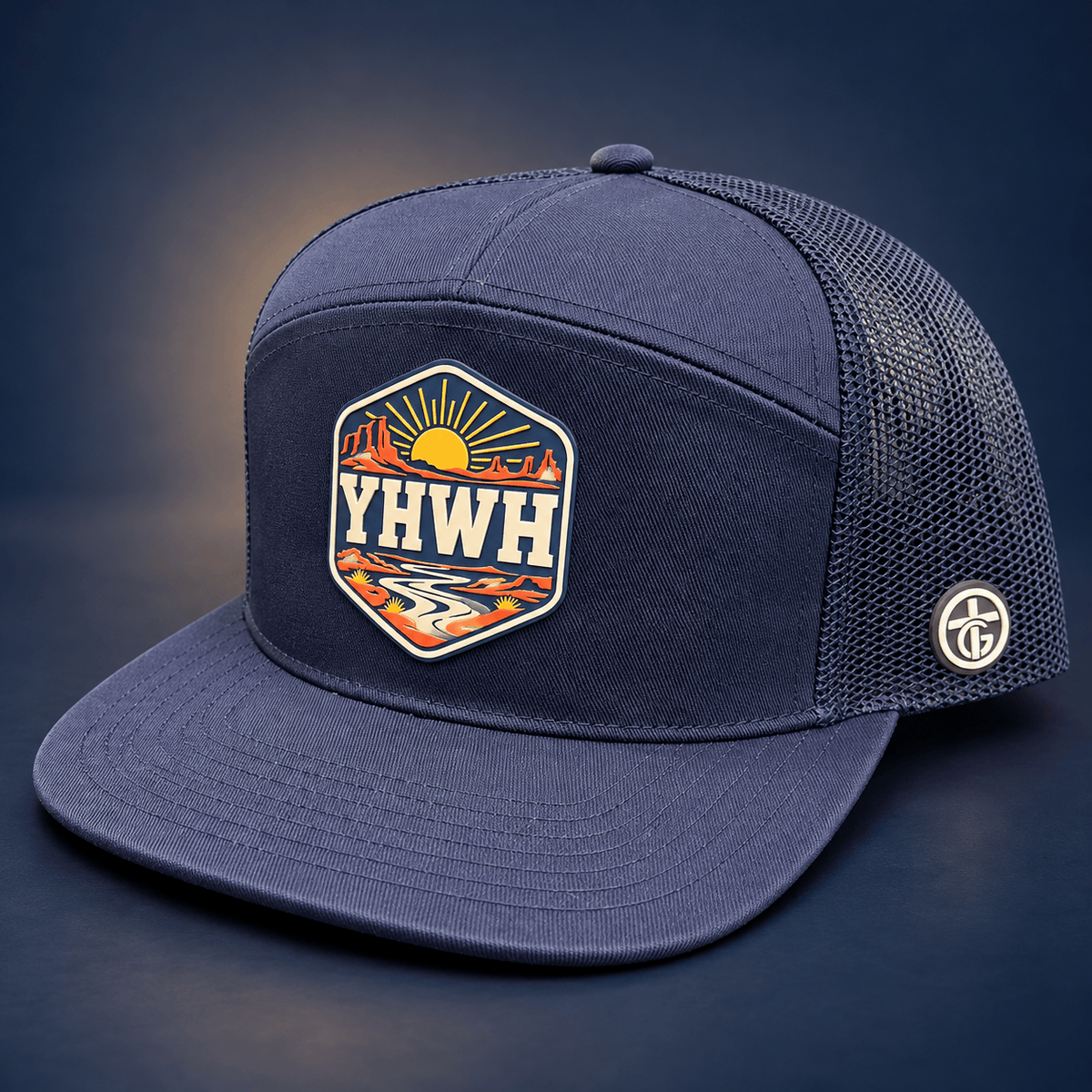 SunFrog Solutions Hat Navy YHWH Patch Trucker Hat