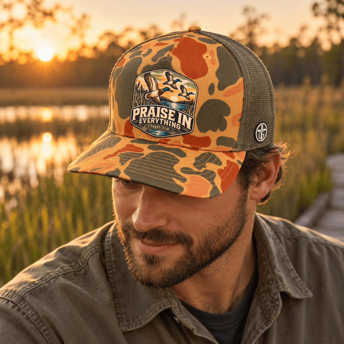 SunFrog Solutions Hat Praise in Everything Patch Trucker Hat