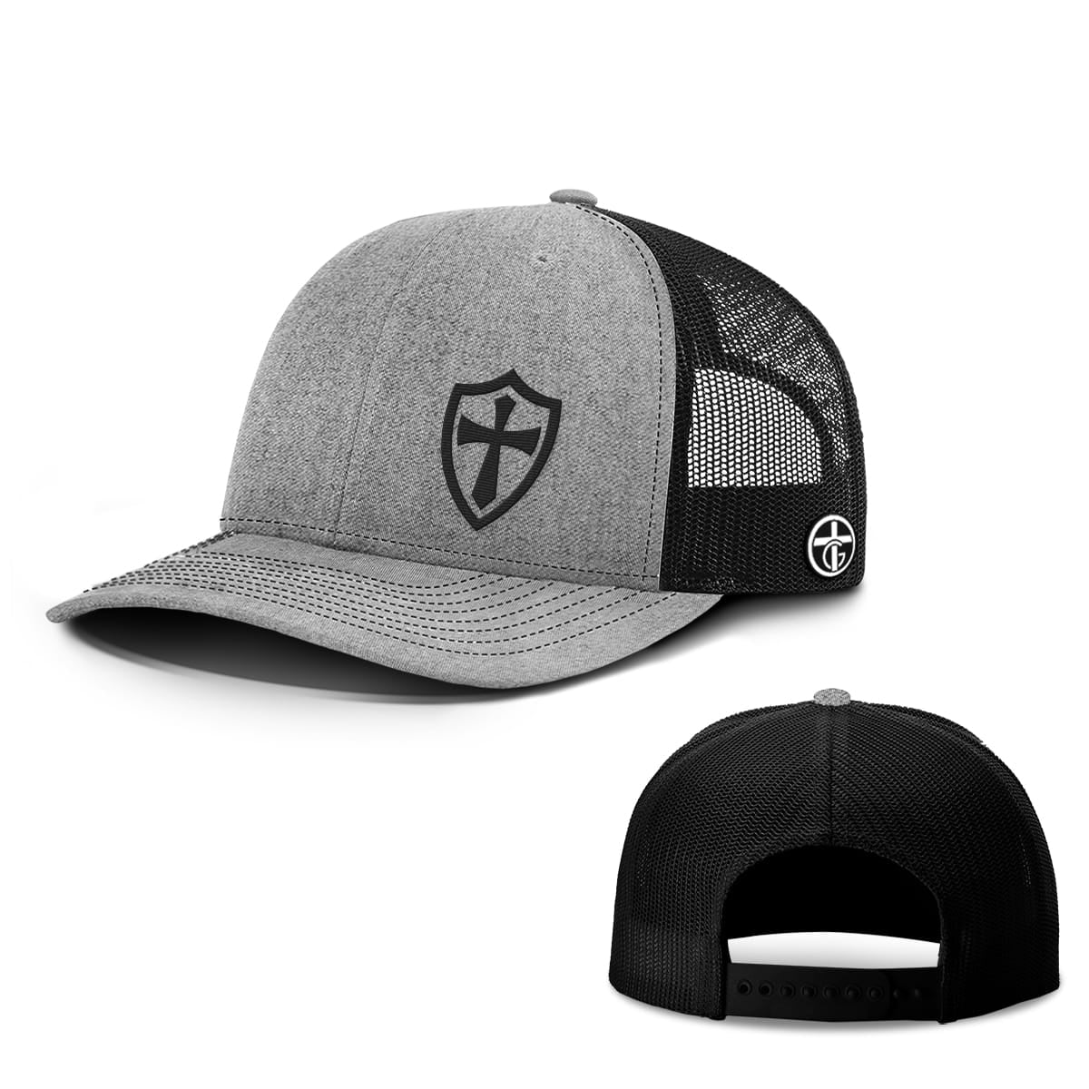 SunFrog Solutions Hat Snapback / Heather and Black / One Size Cross Shield Hats