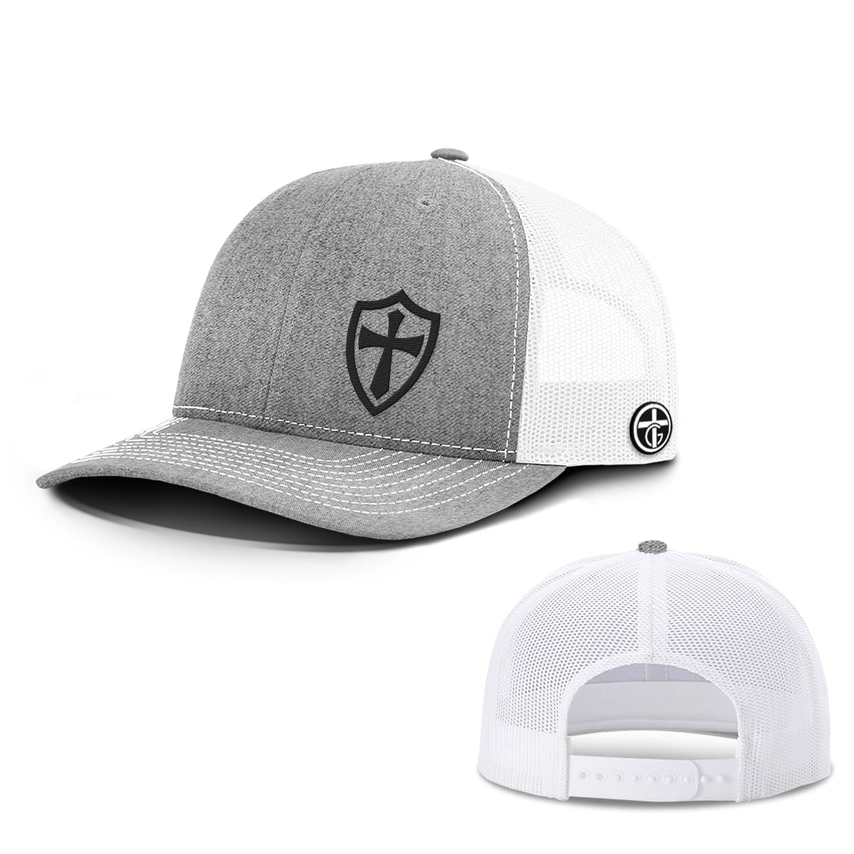 SunFrog Solutions Hat Snapback / Heather and White / One Size Cross Shield Hats
