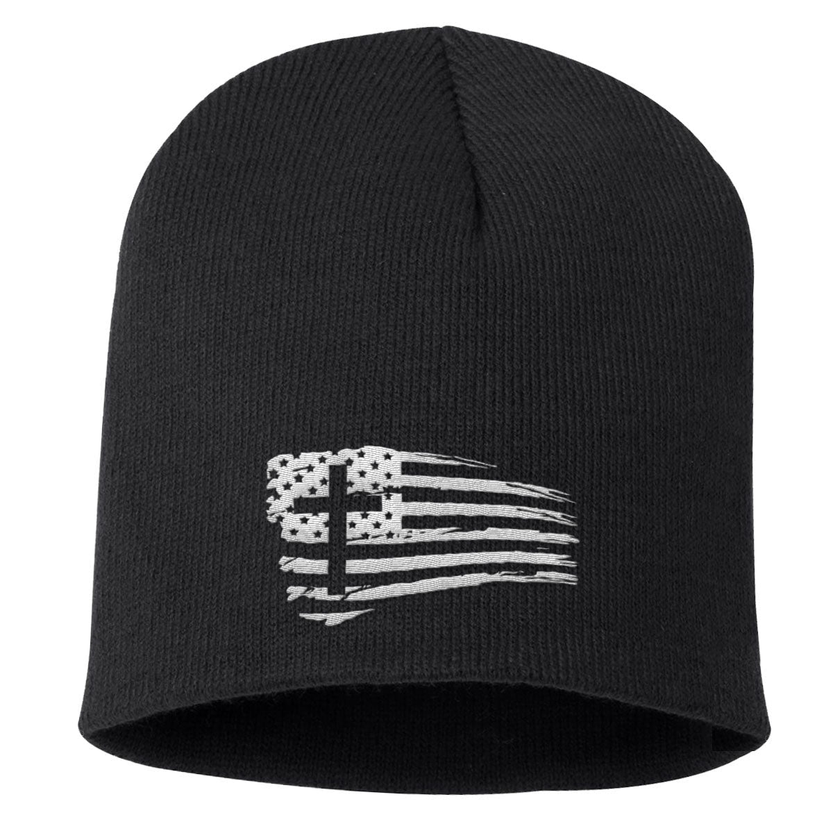 Tattered Flag Cross Beanies - Our True God
