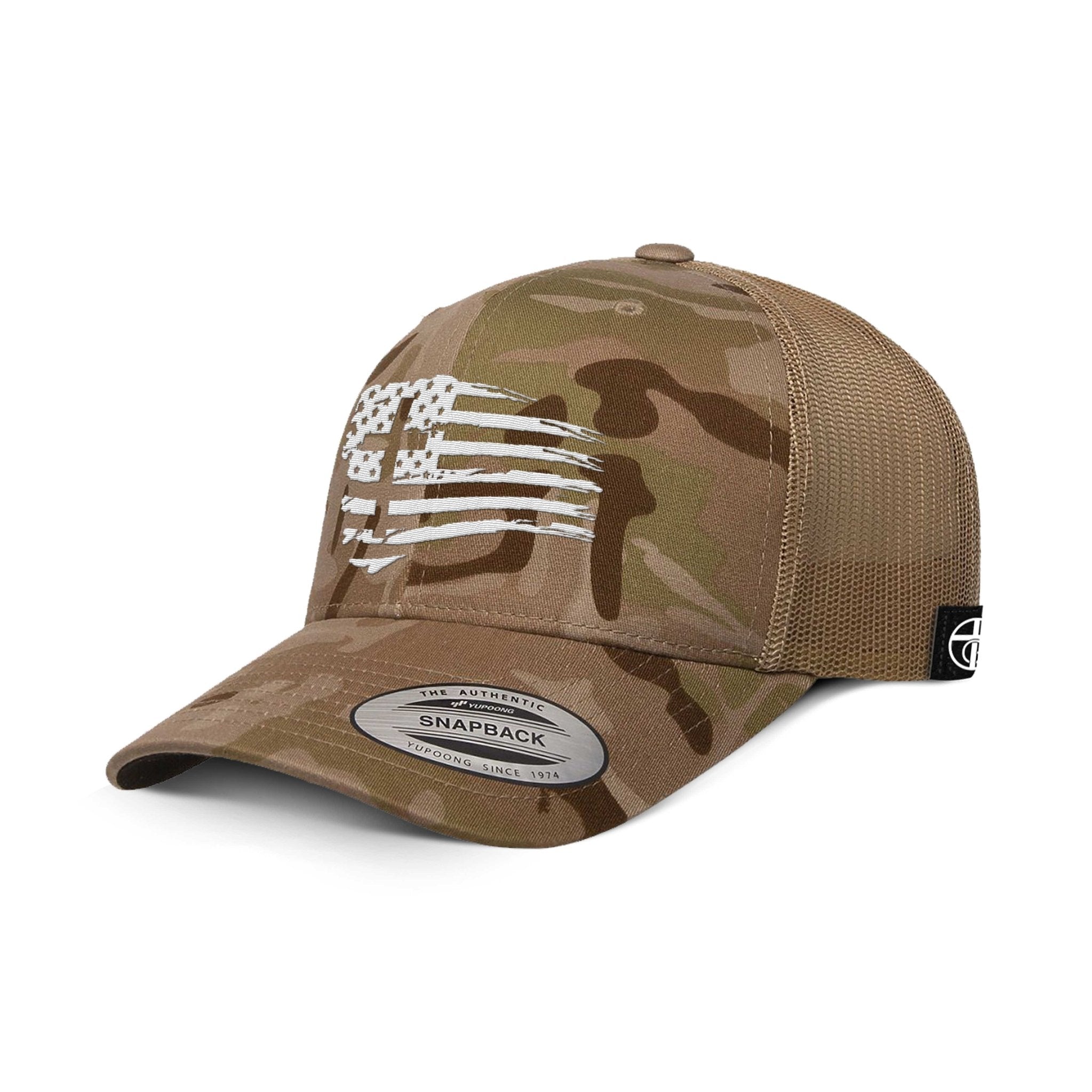 Tattered Flag Cross Camo Hats - Our True God