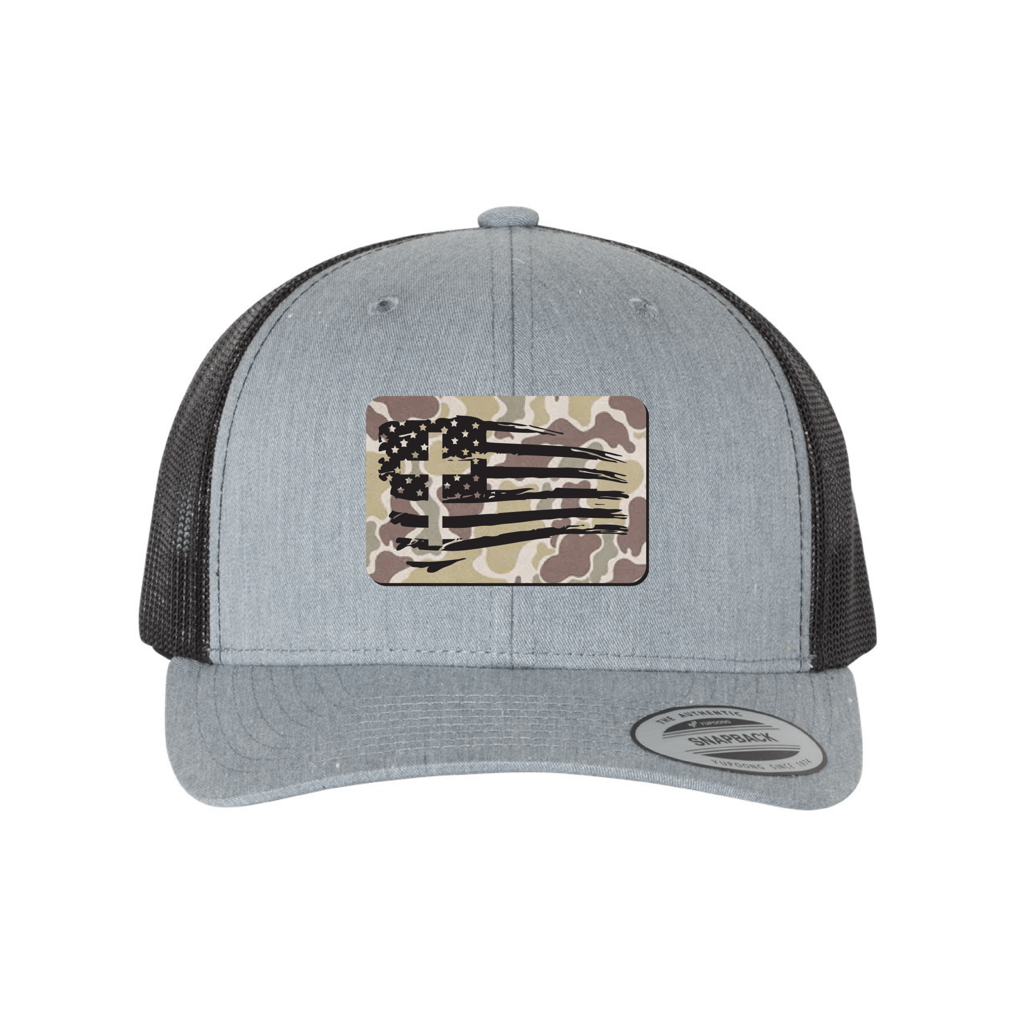 Tattered Flag Cross Duck Camo Patch Fall Collection Hats - Our True God