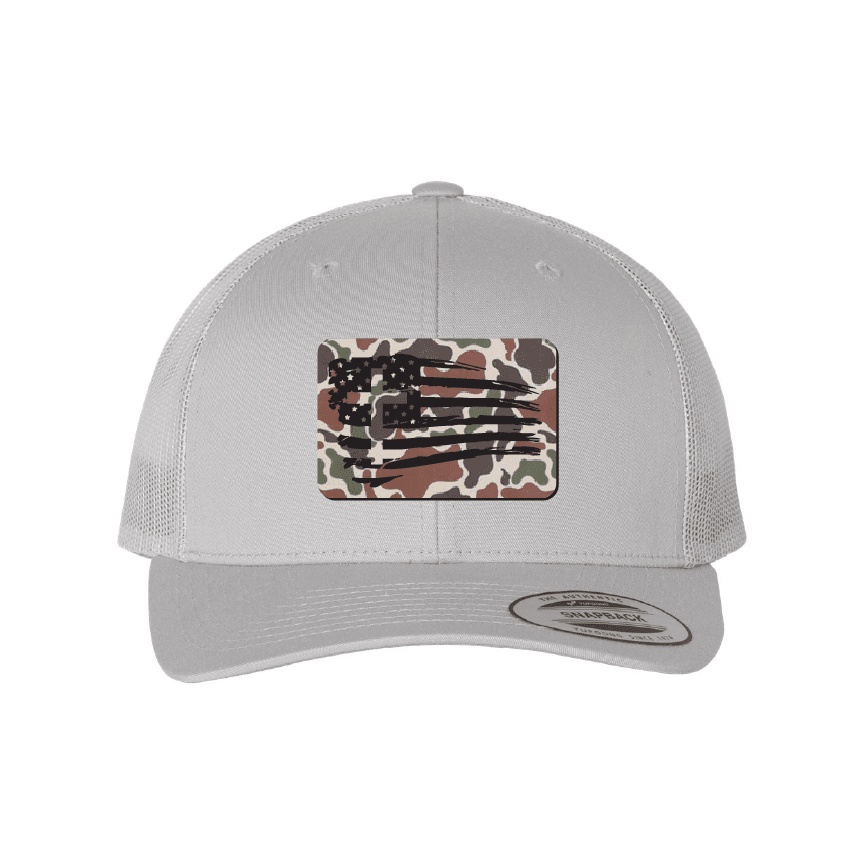 Tattered Flag Cross Fowl Play Camo Patch Fall Collection Hats - Our True God