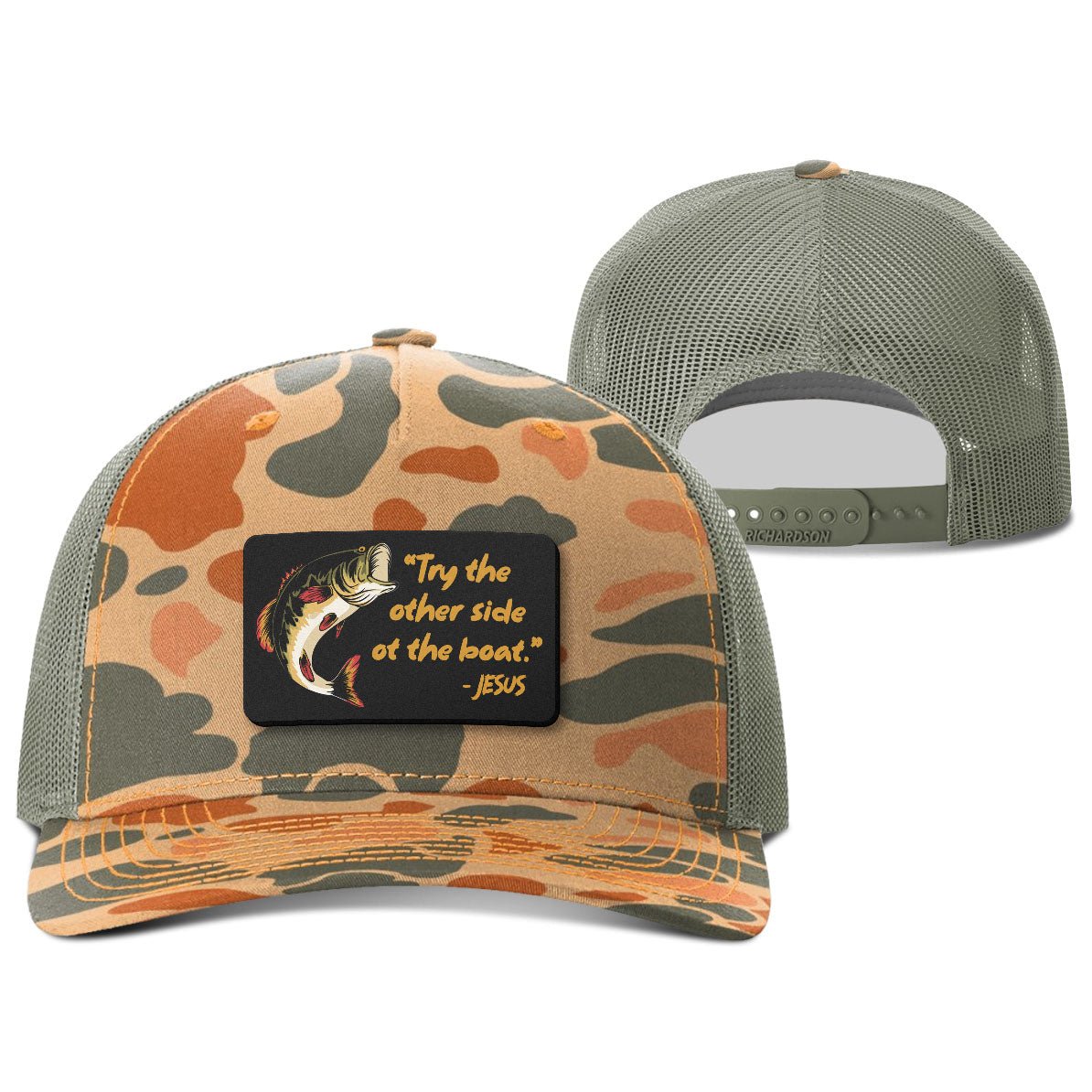 Try The Other Side Of The Boat Patch Hunting Hats - Our True God