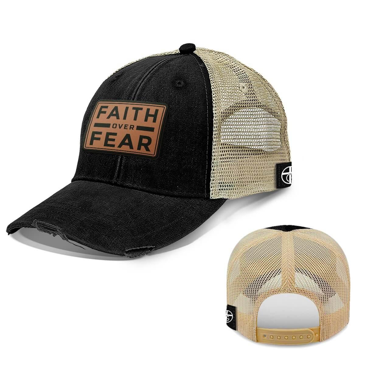 Faith Over Fear Trucker Leather Patch Hats
