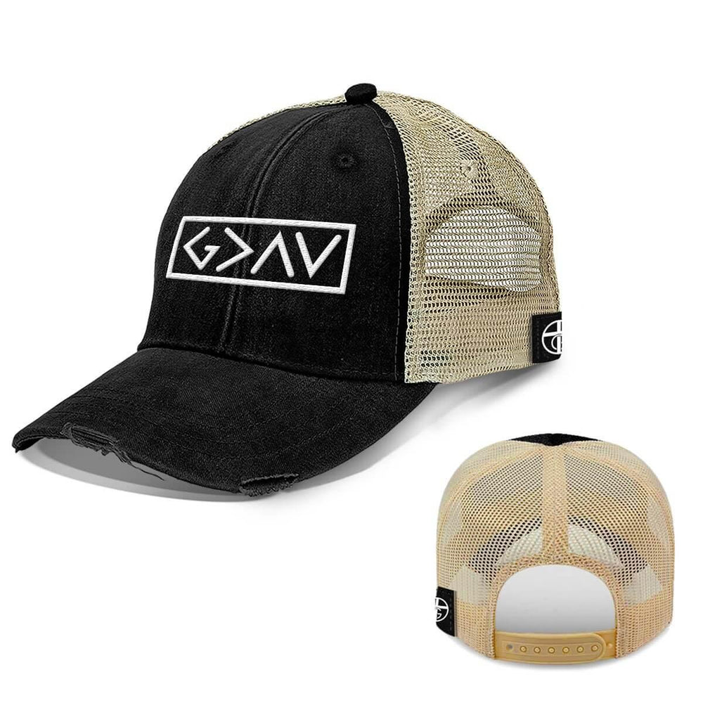 God is Greater Than the Highs and Lows Hats Trucker Hats - Our True God