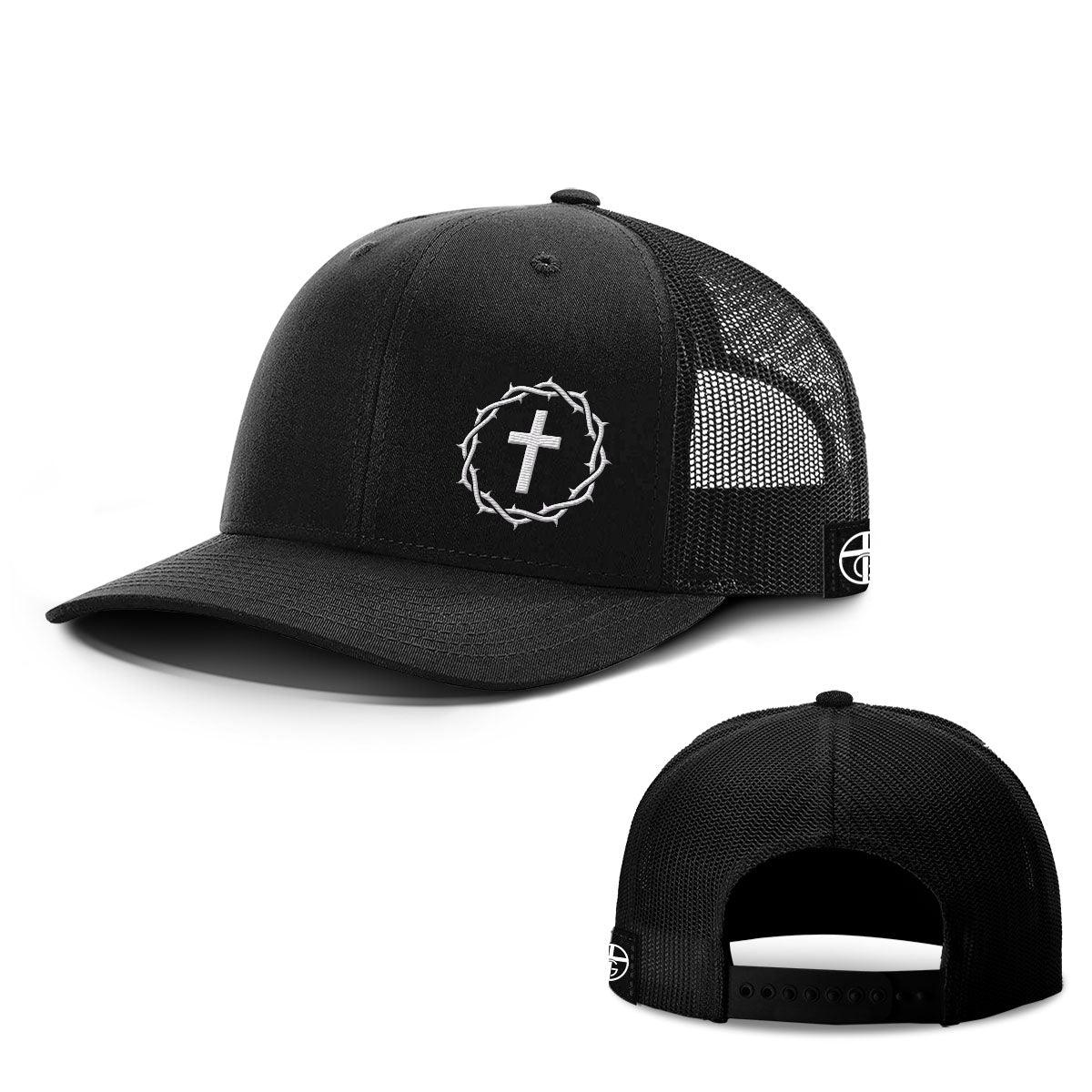 Crown of Thorns Cross Lower Left Hats - Our True God