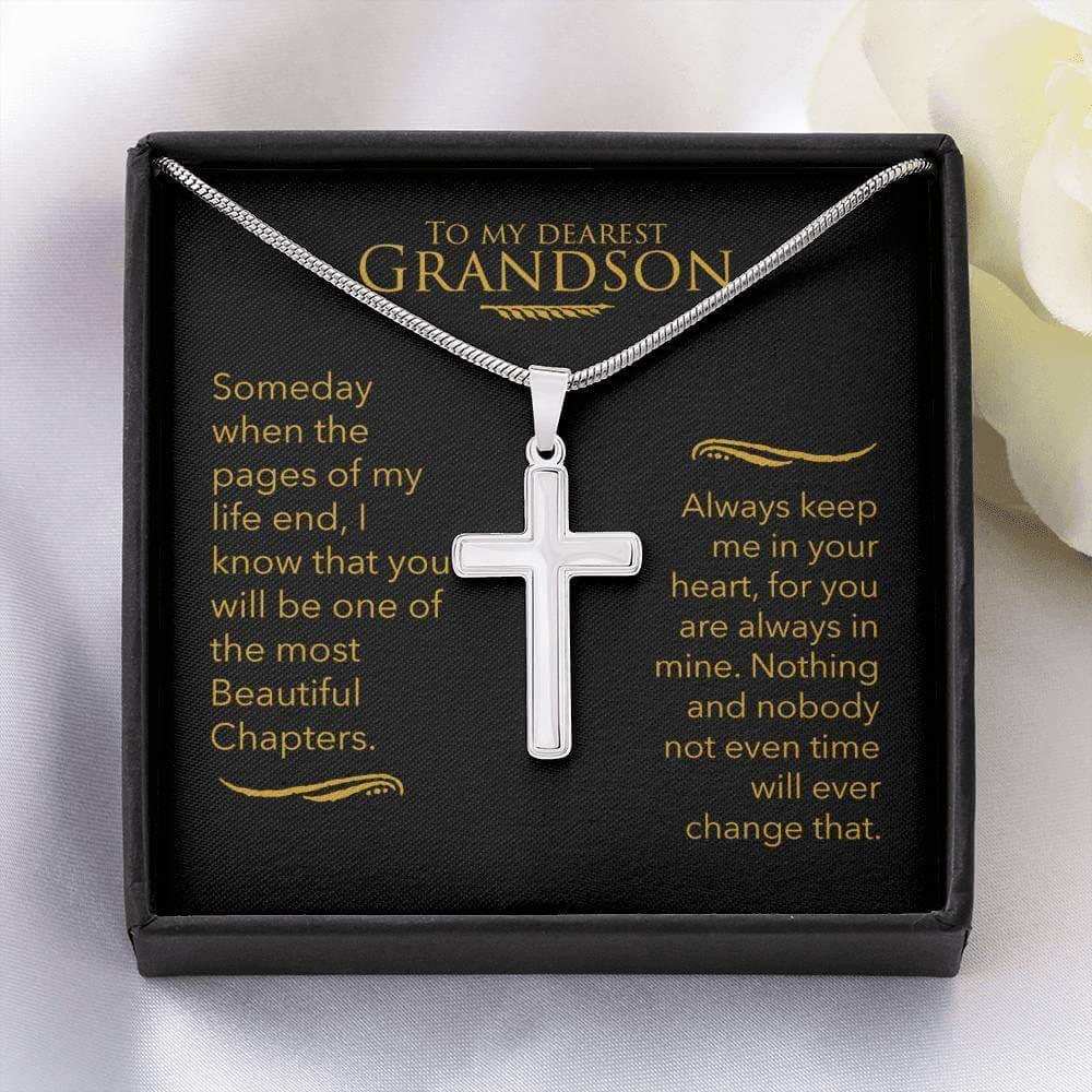 To My Grandson - The Most Beautiful Chapters - Cross Necklace