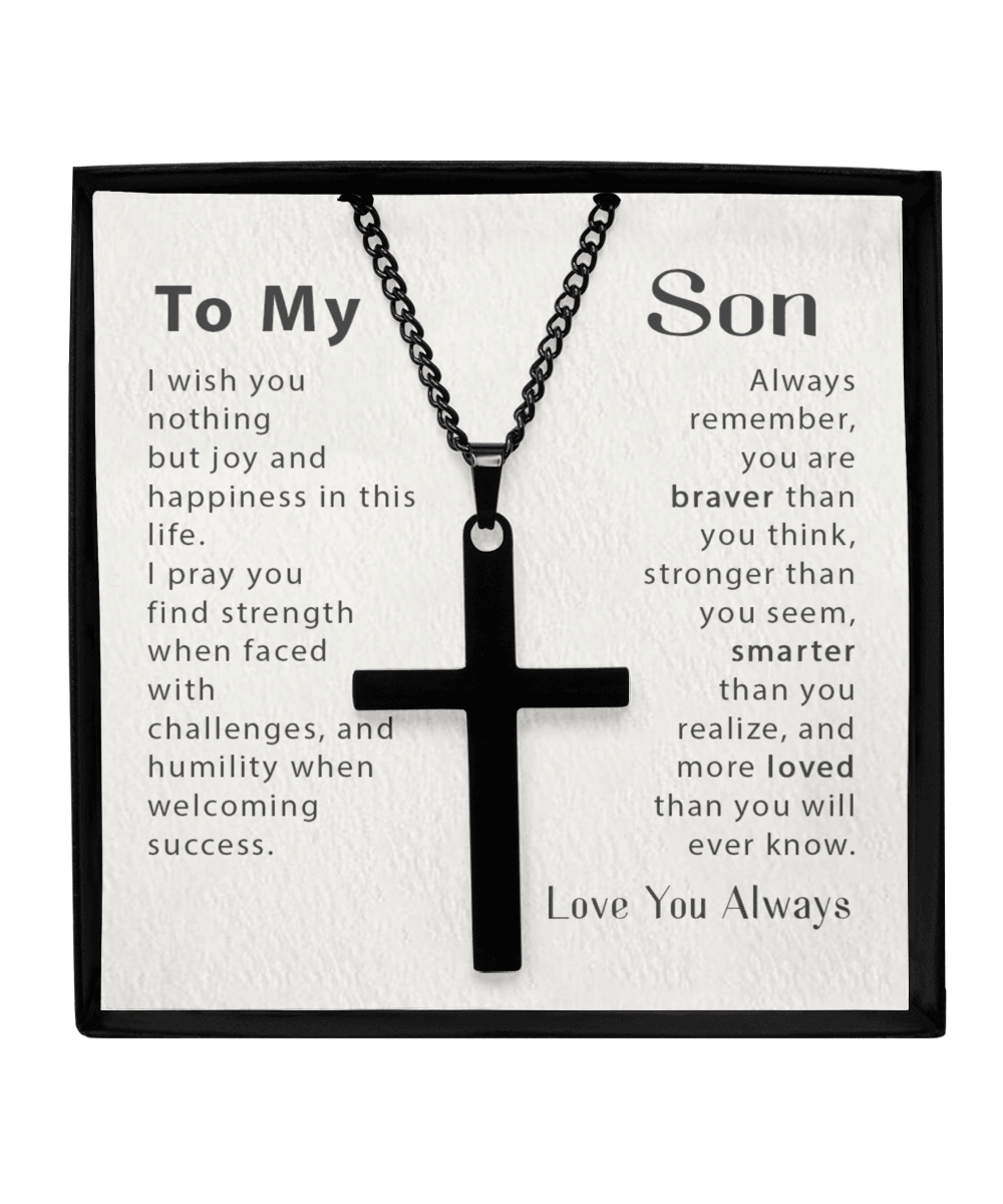 To My Son - Love You Always - Black Cross Necklace - Our True God