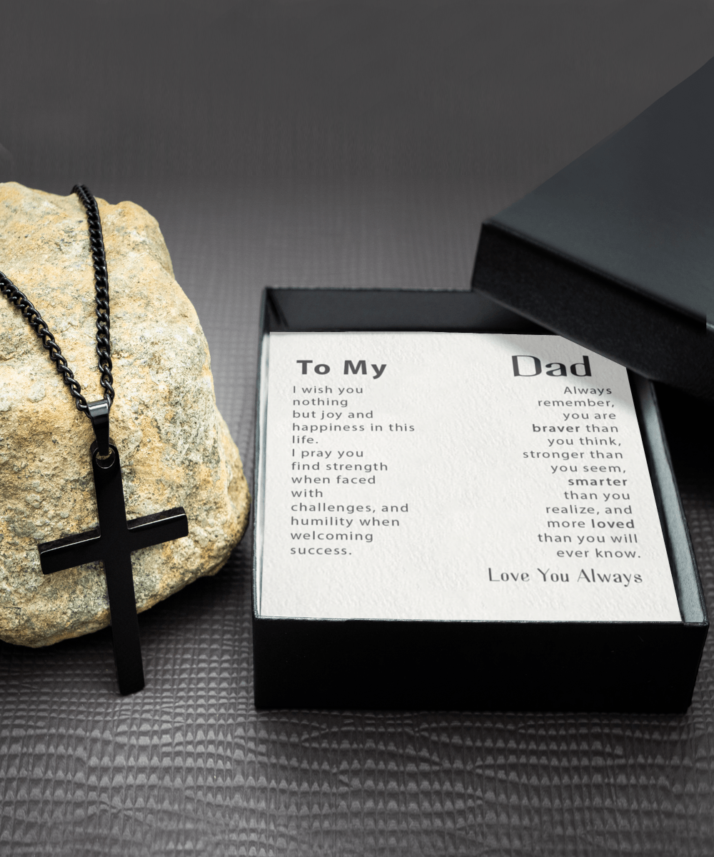 To My Dad - Love You Always - Black Cross Necklace