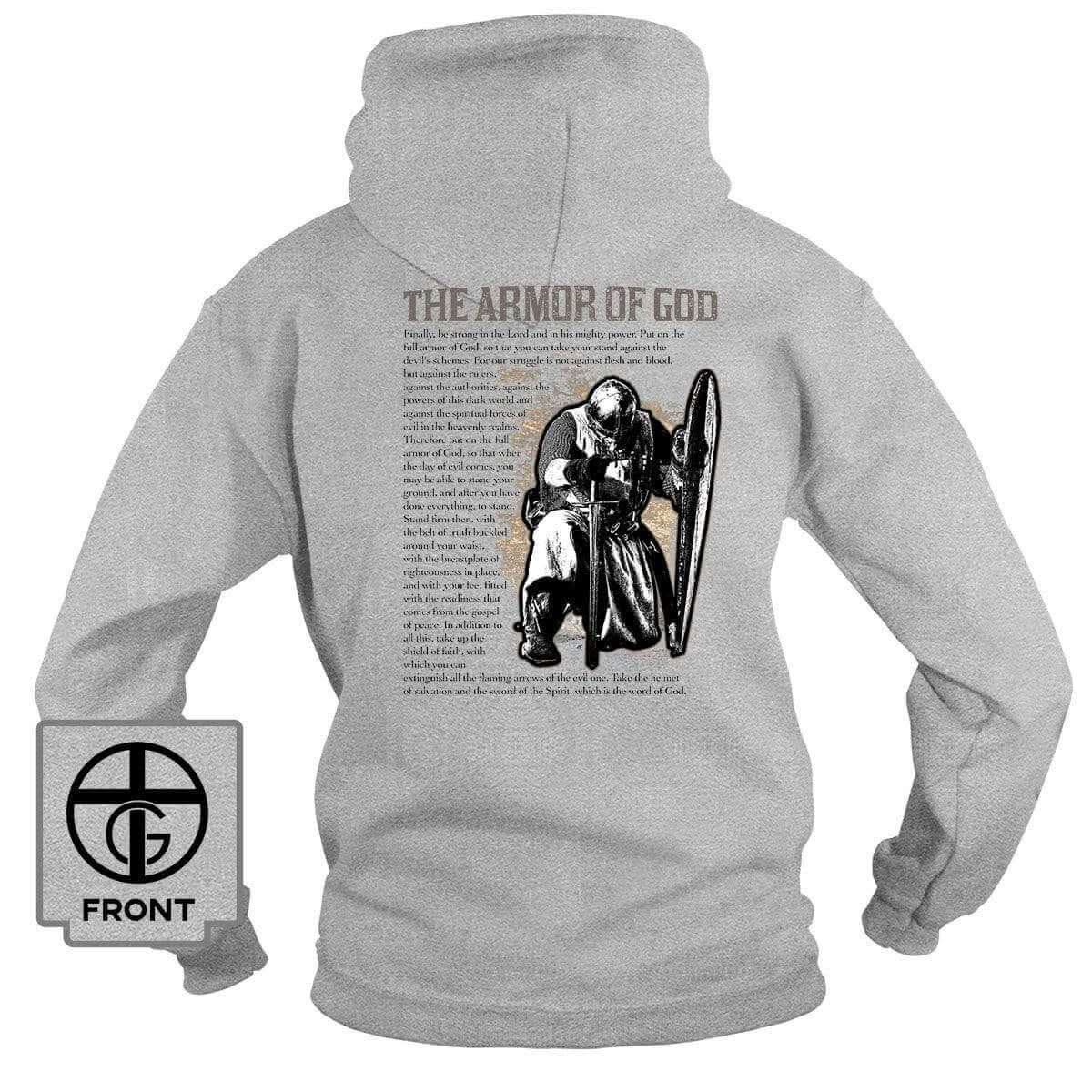 Our True God Apparel Hoodie / Grey / S The Armor Of God (Back Print)