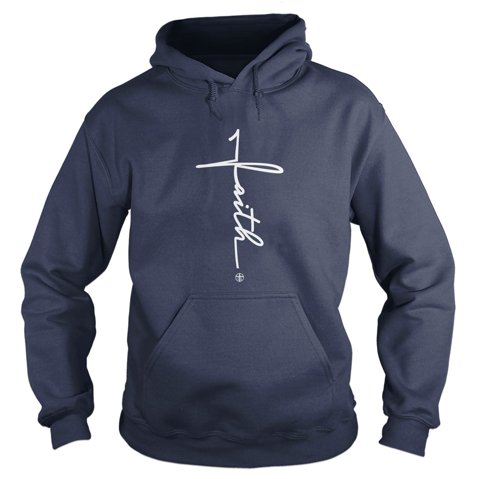 Our True God Apparel Hoodie / Navy / S Faith Cross Long Sleeve