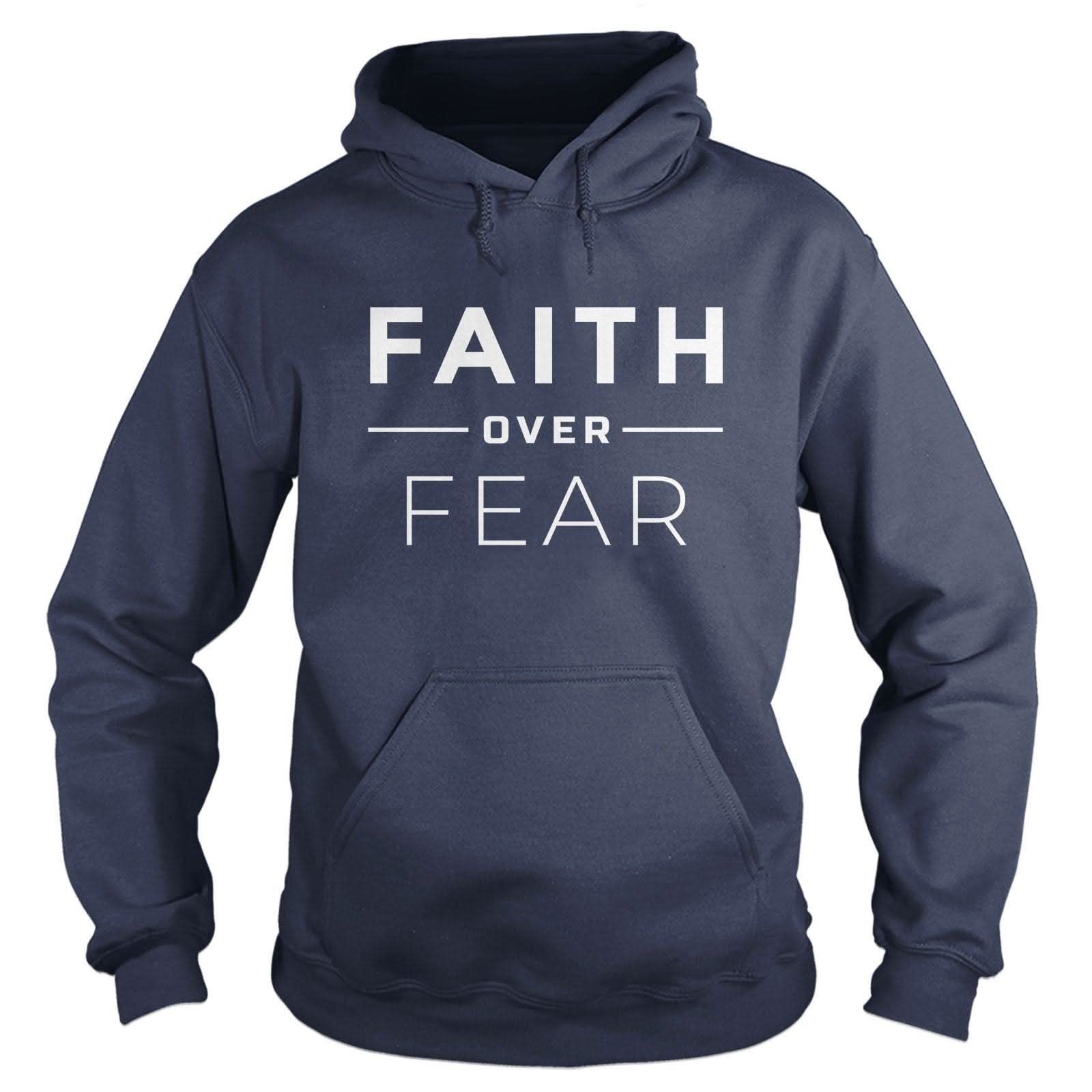 Our True God Apparel Hoodie / Navy / S Faith Over Fear Long Sleeve