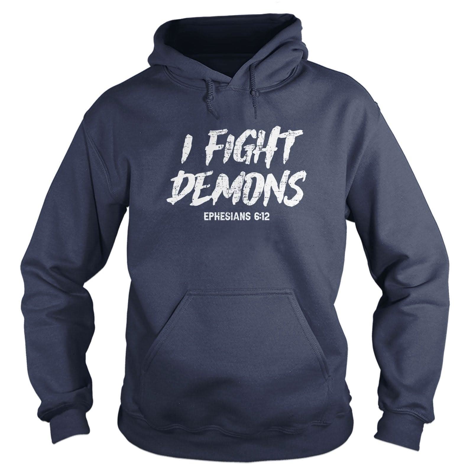 Our True God Apparel Hoodie / Navy / S I Fight Demons