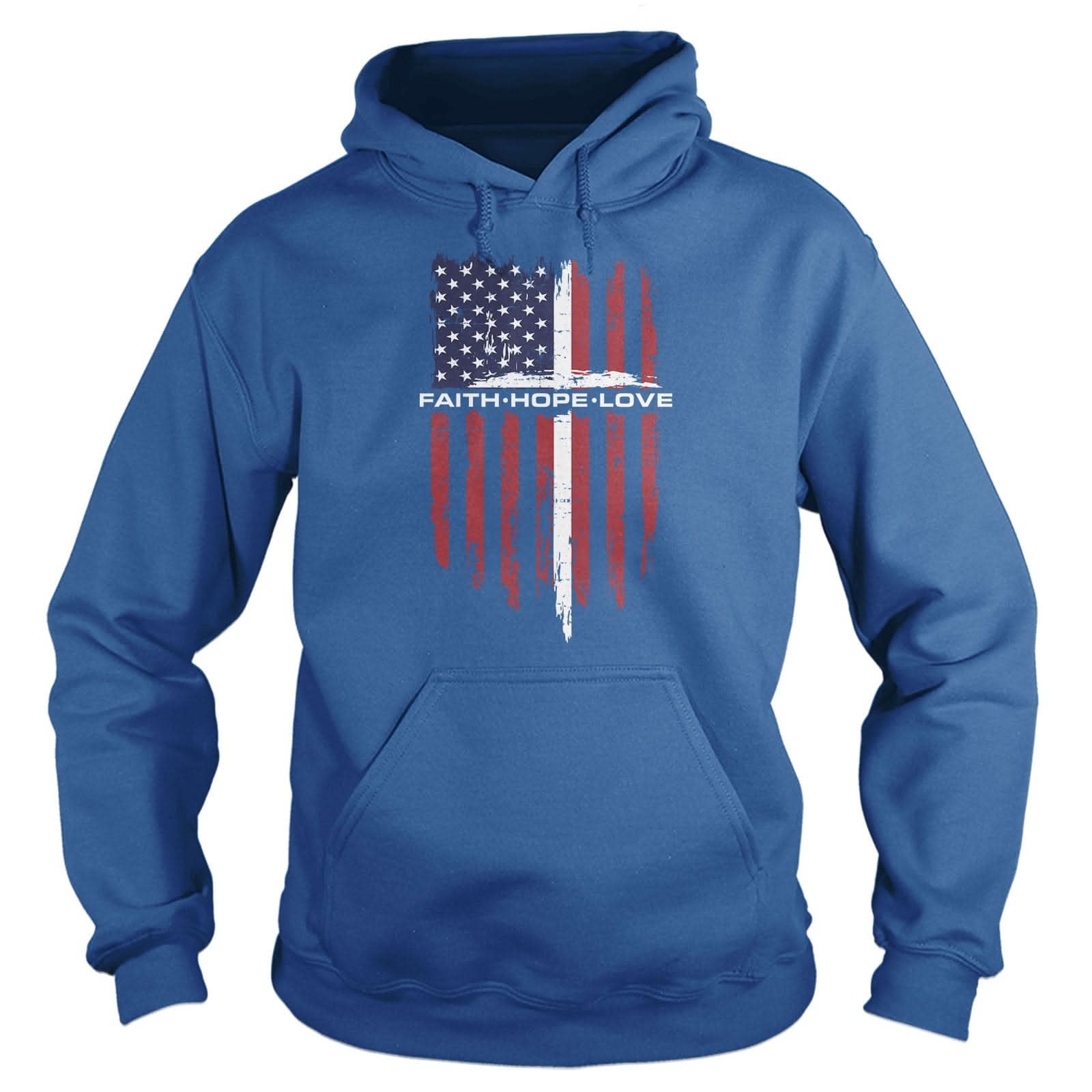 Our True God Apparel Hoodie / Royal Blue / S Faith, Hope, Love