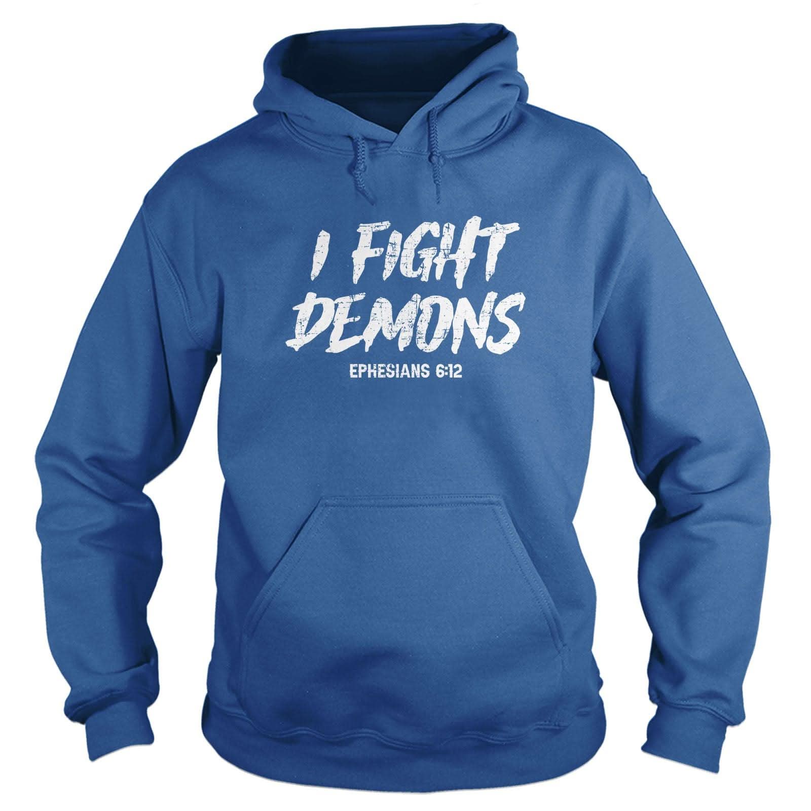 Our True God Apparel Hoodie / Royal Blue / S I Fight Demons